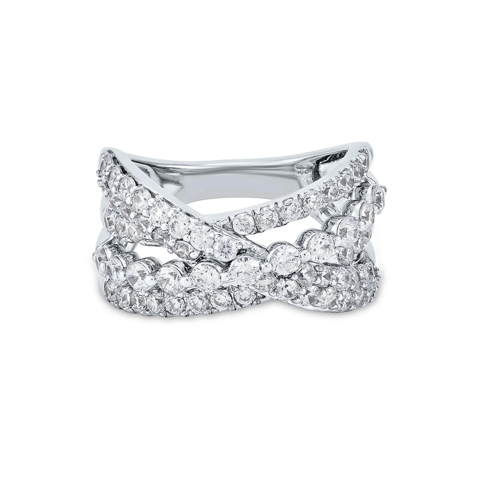 1 3/4 CT. Tw. Lab-Grown Diamond Crossover Ring 14K White Gold Round Brilliant Cut Size 9