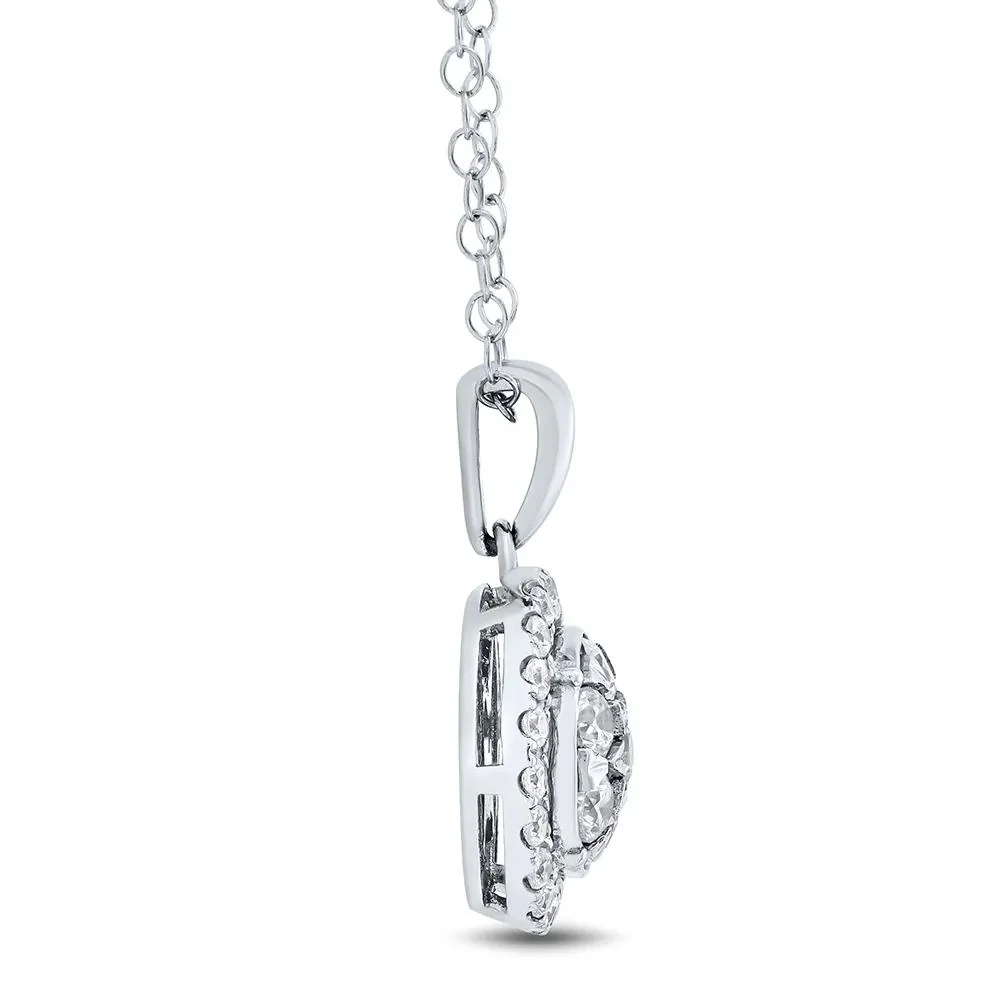 5/8 CT. Tw. Lab Grown Diamond Pendant Necklace with Round Cluster 14K White Gold Size 18" - Image 2