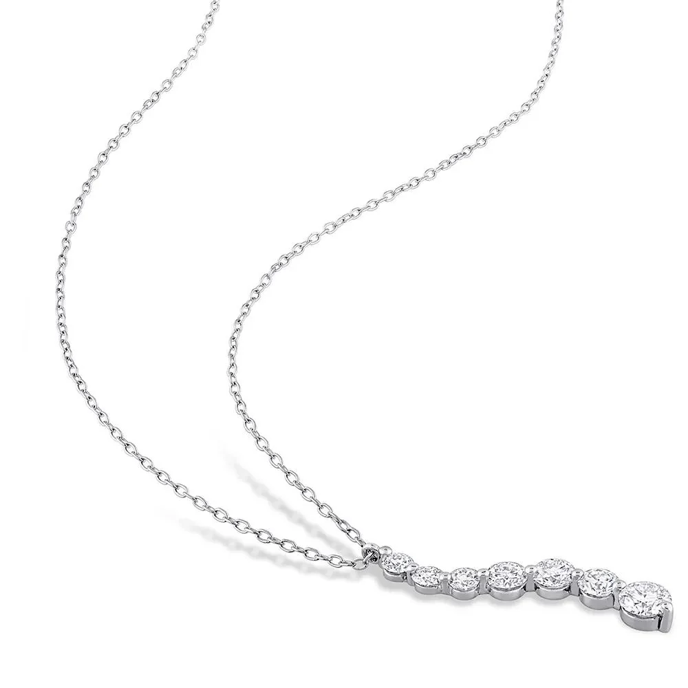 Moissanite Journey Pendant Necklace .925 Sterling Silver (1/2 CT. Dew) White Size 18" - Image 2