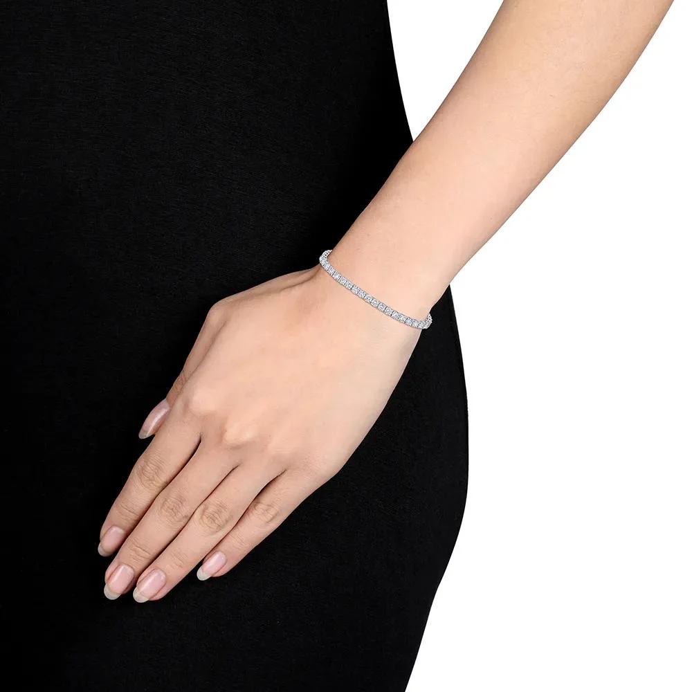 Moissanite Tennis Bracelet .925 Sterling Silver (9 1/2 CT. Dew) White Size 4.00mm - Image 4