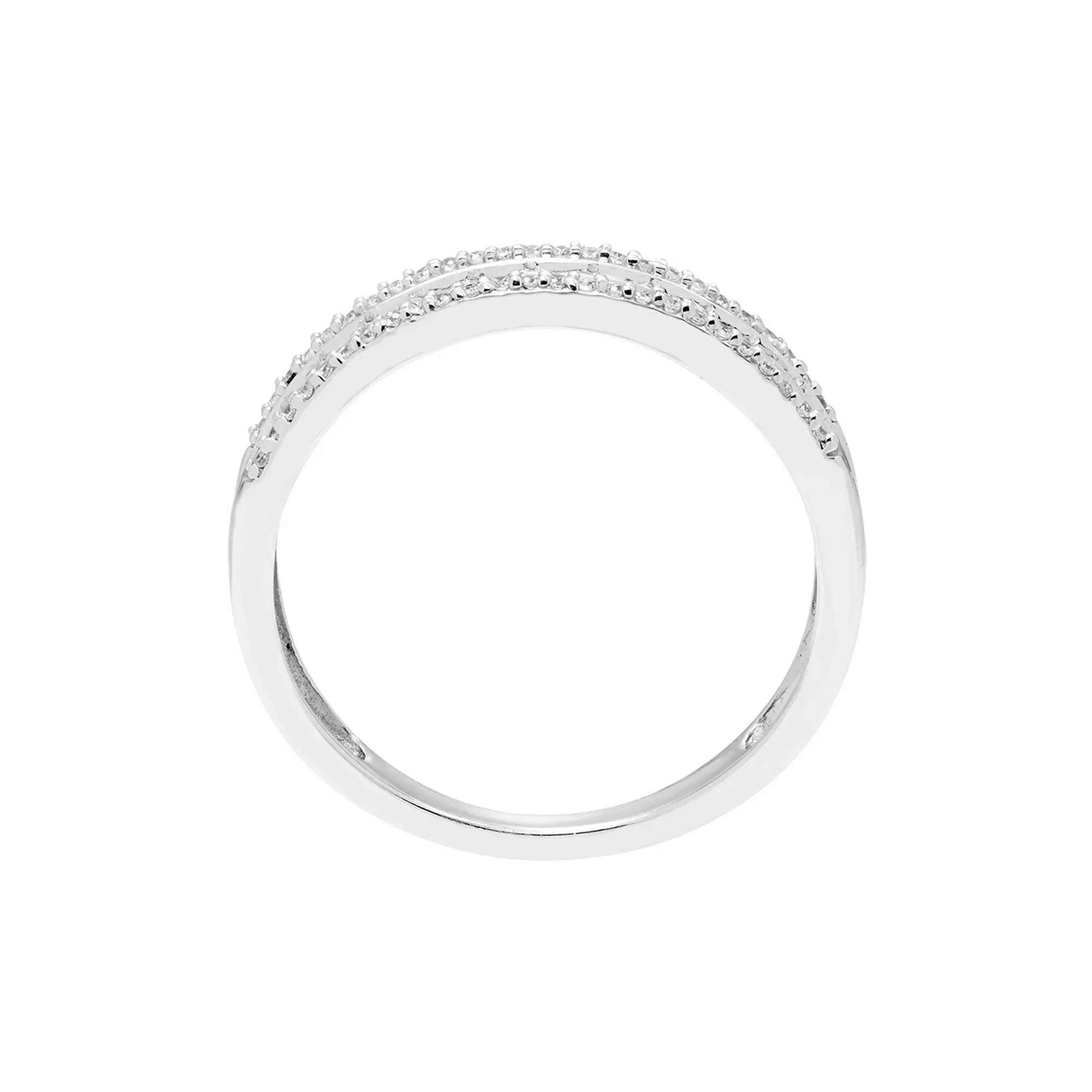 1/4 CT. Tw. Three-Row Diamond Wedding Band Ring 10K White Gold Round Brilliant Cut Size 7 4mm - Image 2