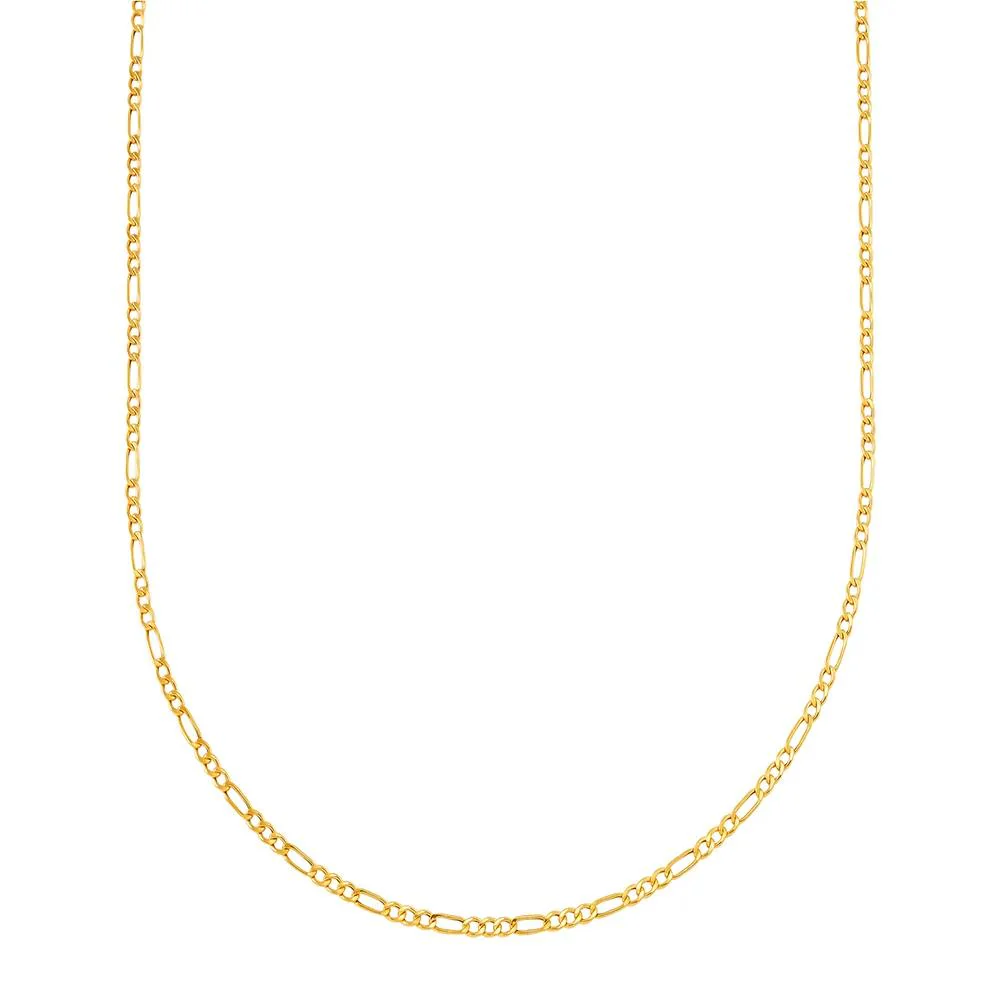 Figaro Link Chain 14K Yellow Gold Necklace Size 22" - Image 2