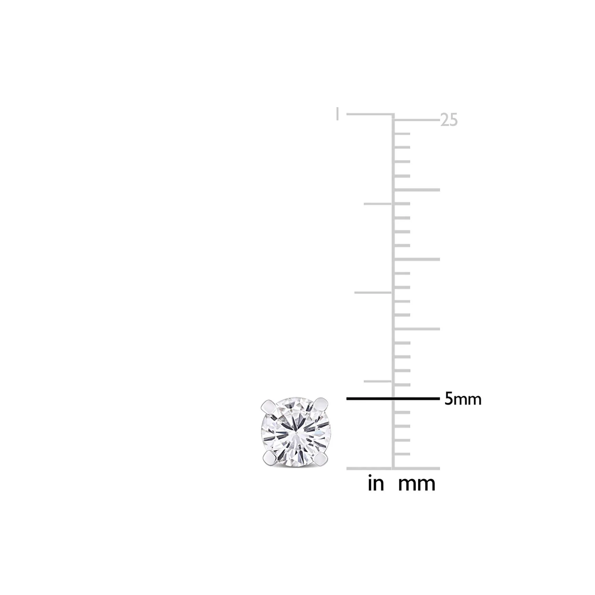 Moissanite Martini Stud Earrings .925 Sterling Silver (1 CT. Dew) White Size 5.00mm - Image 2