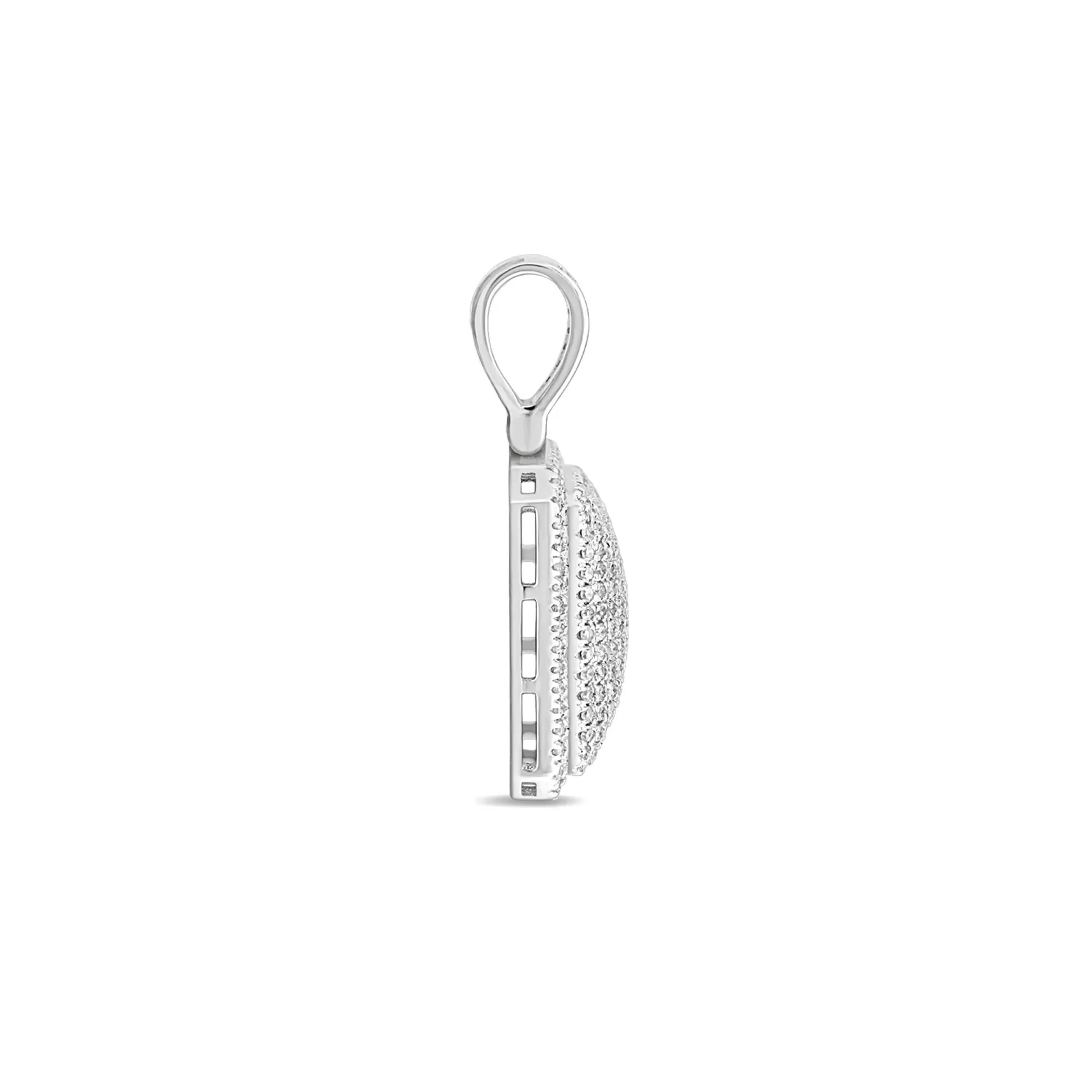 1/2 CT. Tw. Diamond Dog Tag .925 Sterling .925 Sterling Silver Necklace White Size 12.00mm - Image 2