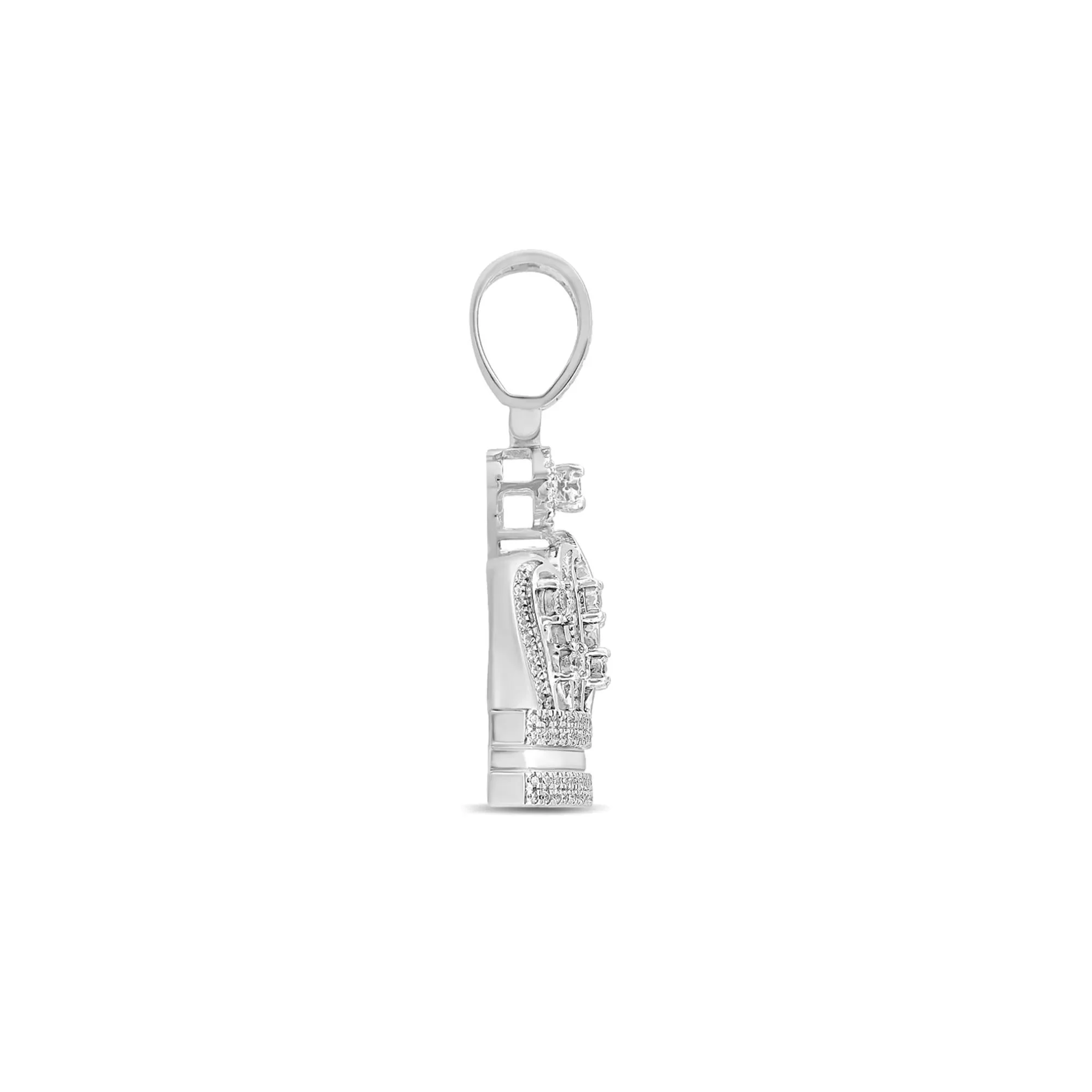 3/4 CT. Tw. Crown Pendant Necklace with Diamonds .925 Sterling Silver White Size 23.00mm - Image 2