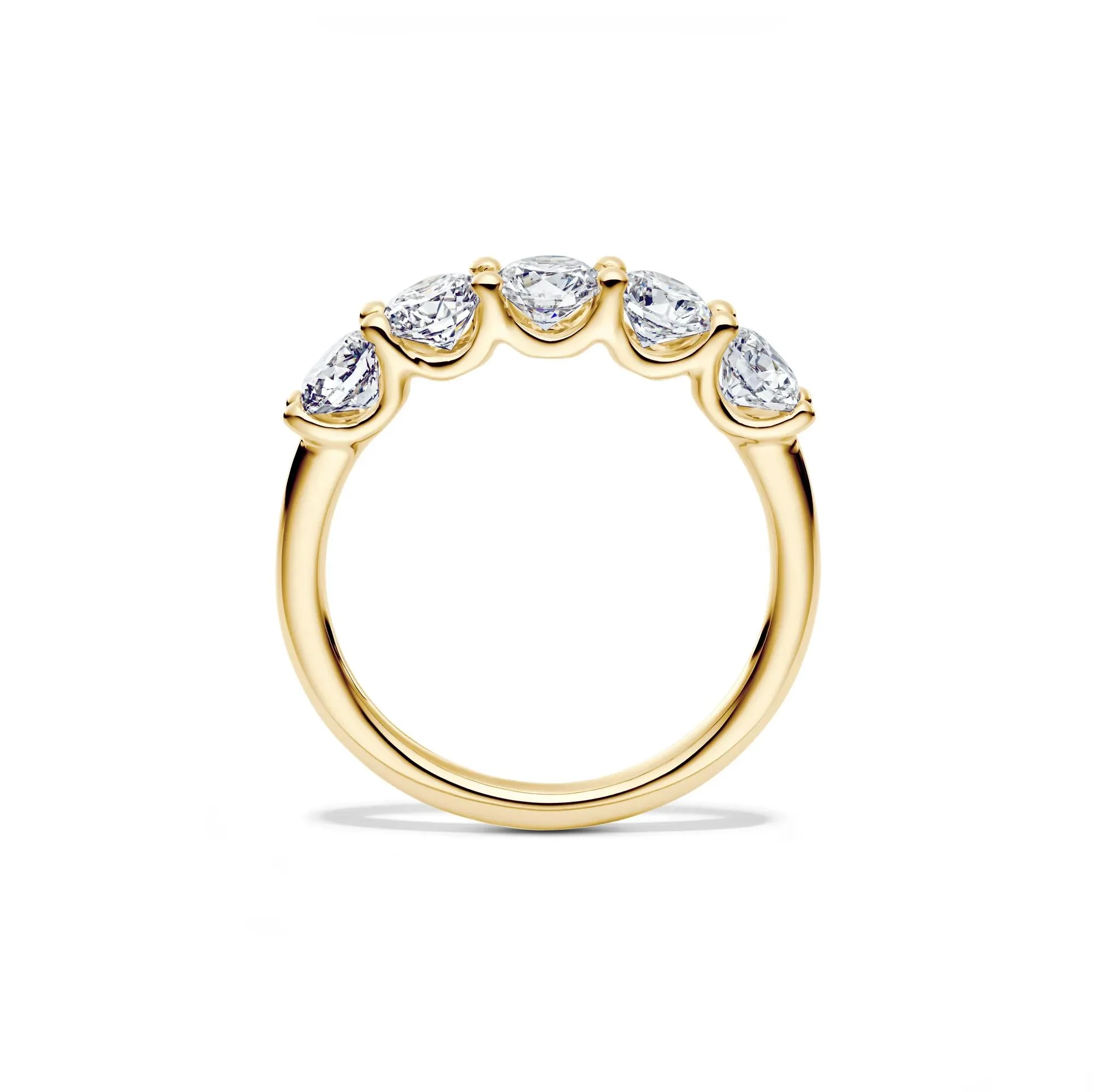 1/2 CT. Tw. Lab Grown Diamond Five-Stone Anniversary Band Ring 14K Yellow Gold Size 6 1mm - Image 2