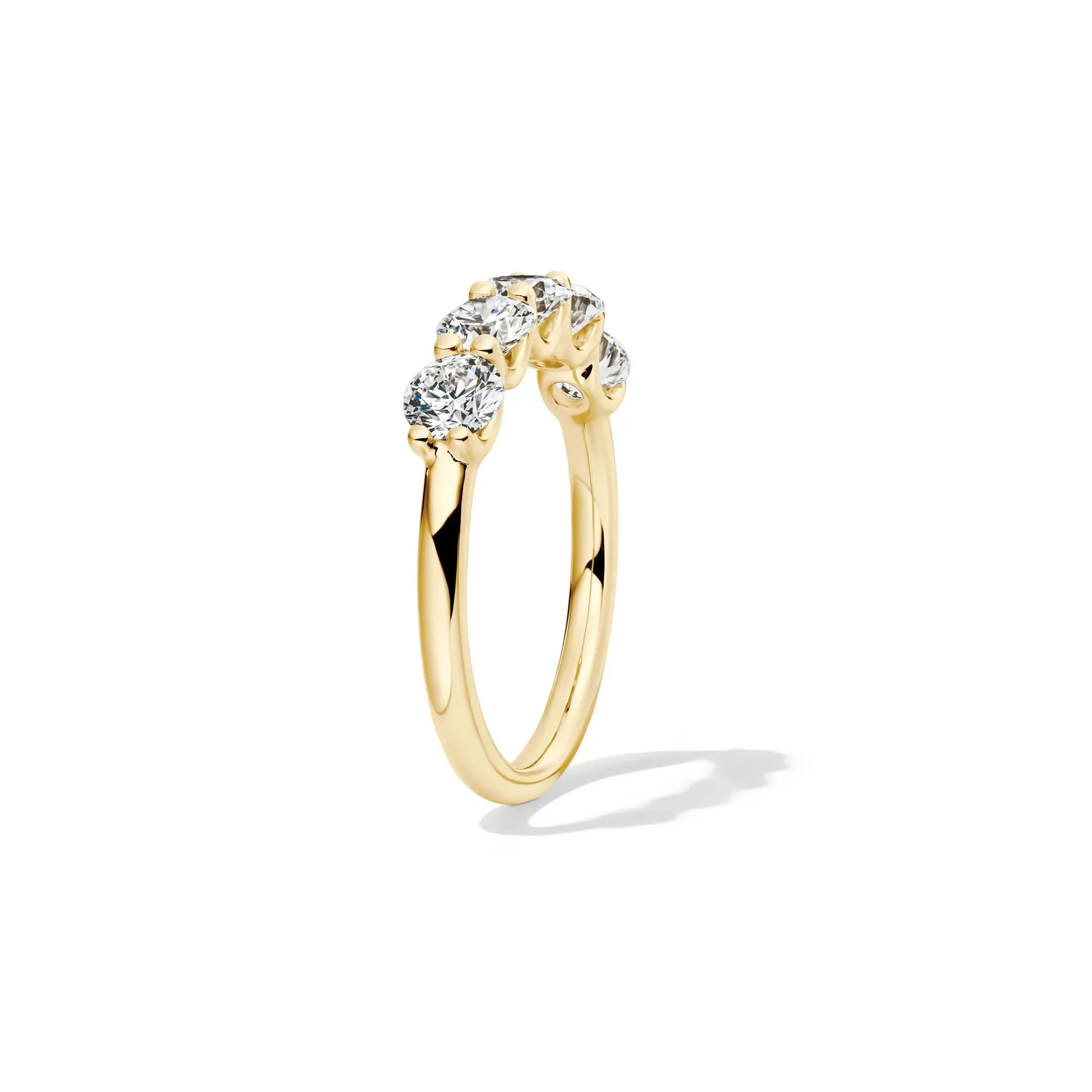 1/2 CT. Tw. Lab Grown Diamond Five-Stone Anniversary Band Ring 14K Yellow Gold Size 7.5 1mm - Image 3