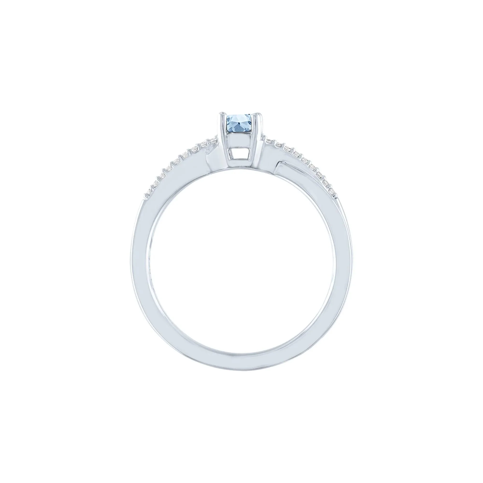 Lab Created Aquamarine & Diamond Promise Ring 10K White Gold Size 7 - Image 2