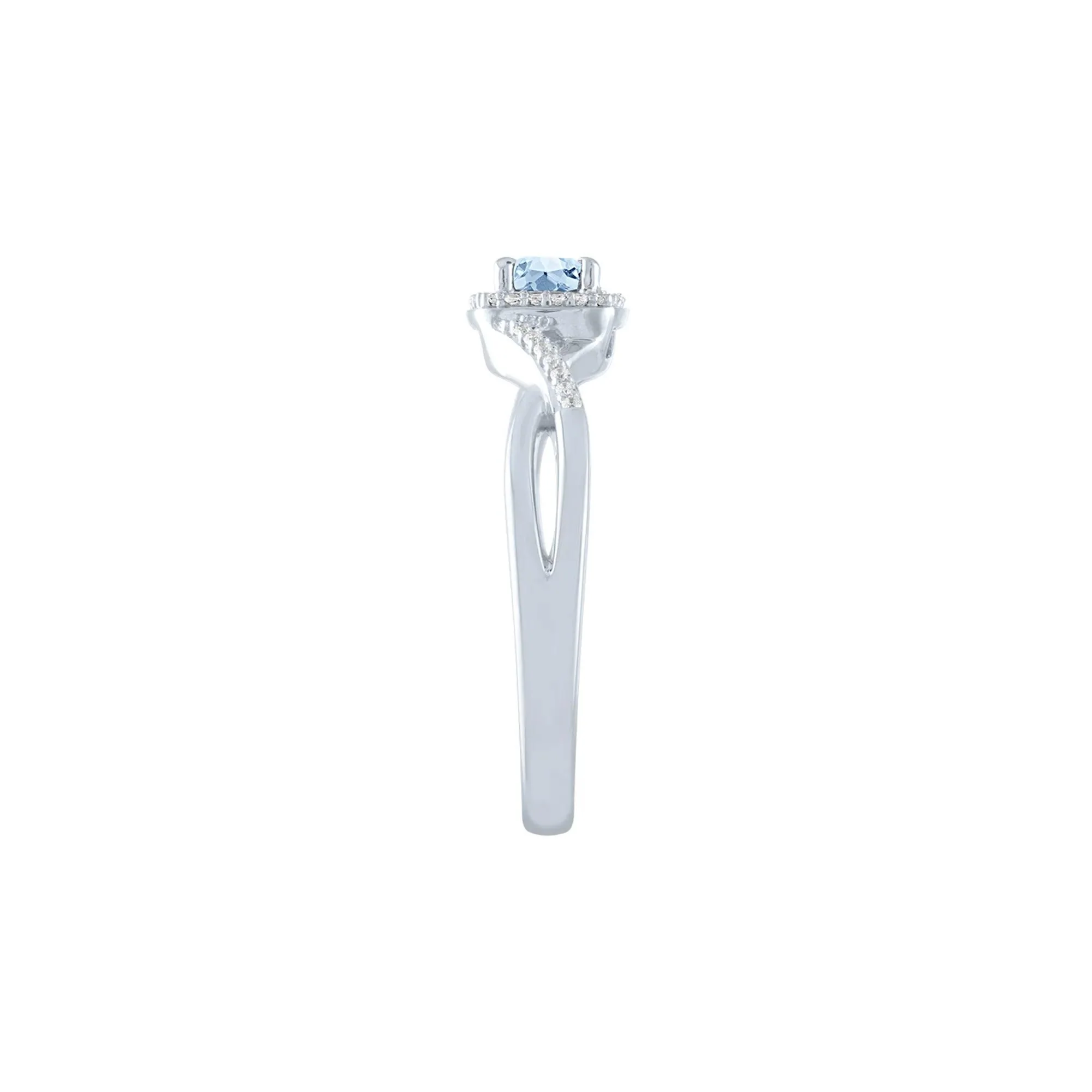 Lab Created Aquamarine & Diamond Promise Ring 10K White Gold Size 7 - Image 3