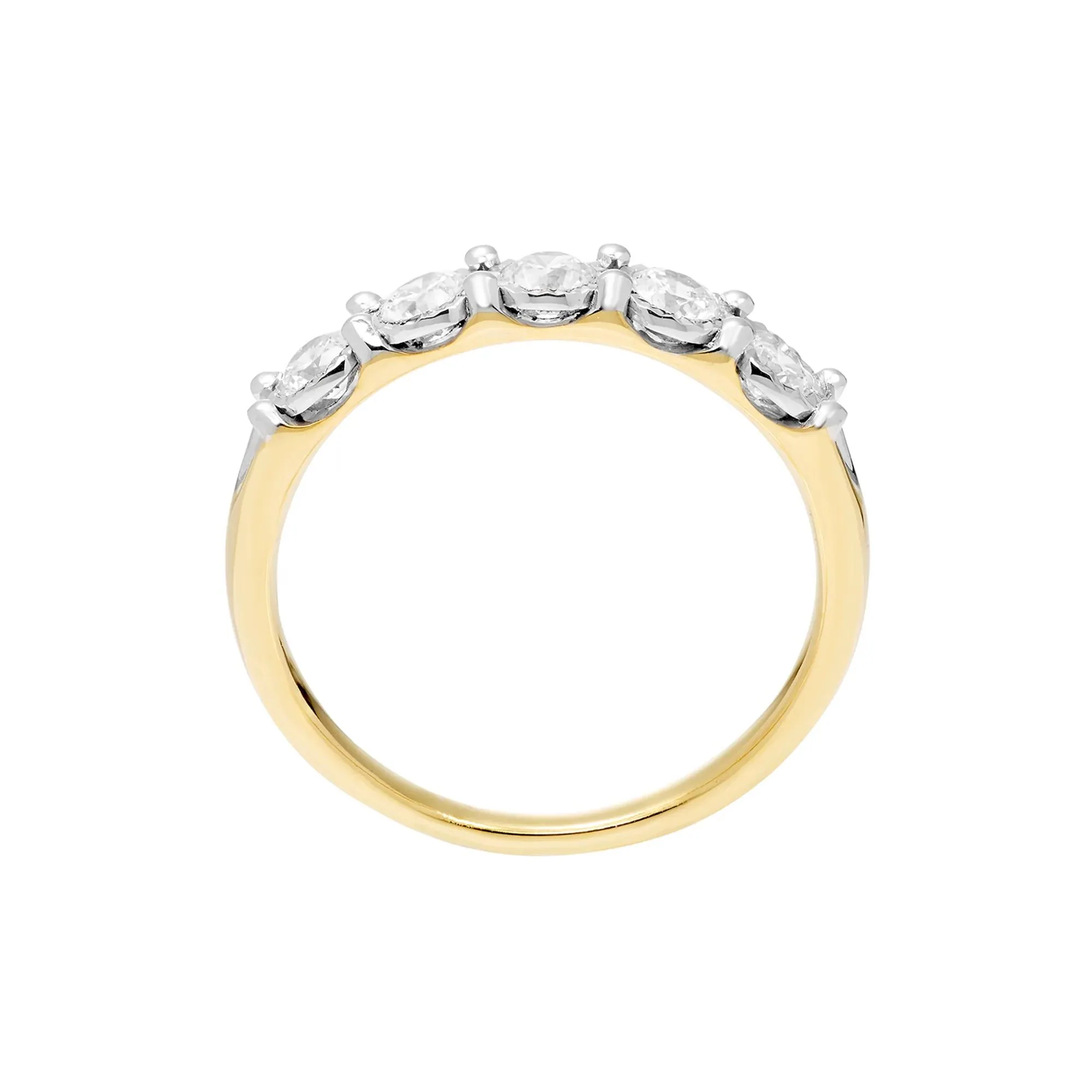 1/2 CT. Tw. Five-Stone Diamond Wedding Band Ring with Illusion Settings 10K Yellow Gold Round Brilliant Cut Size 8.5 - Image 3