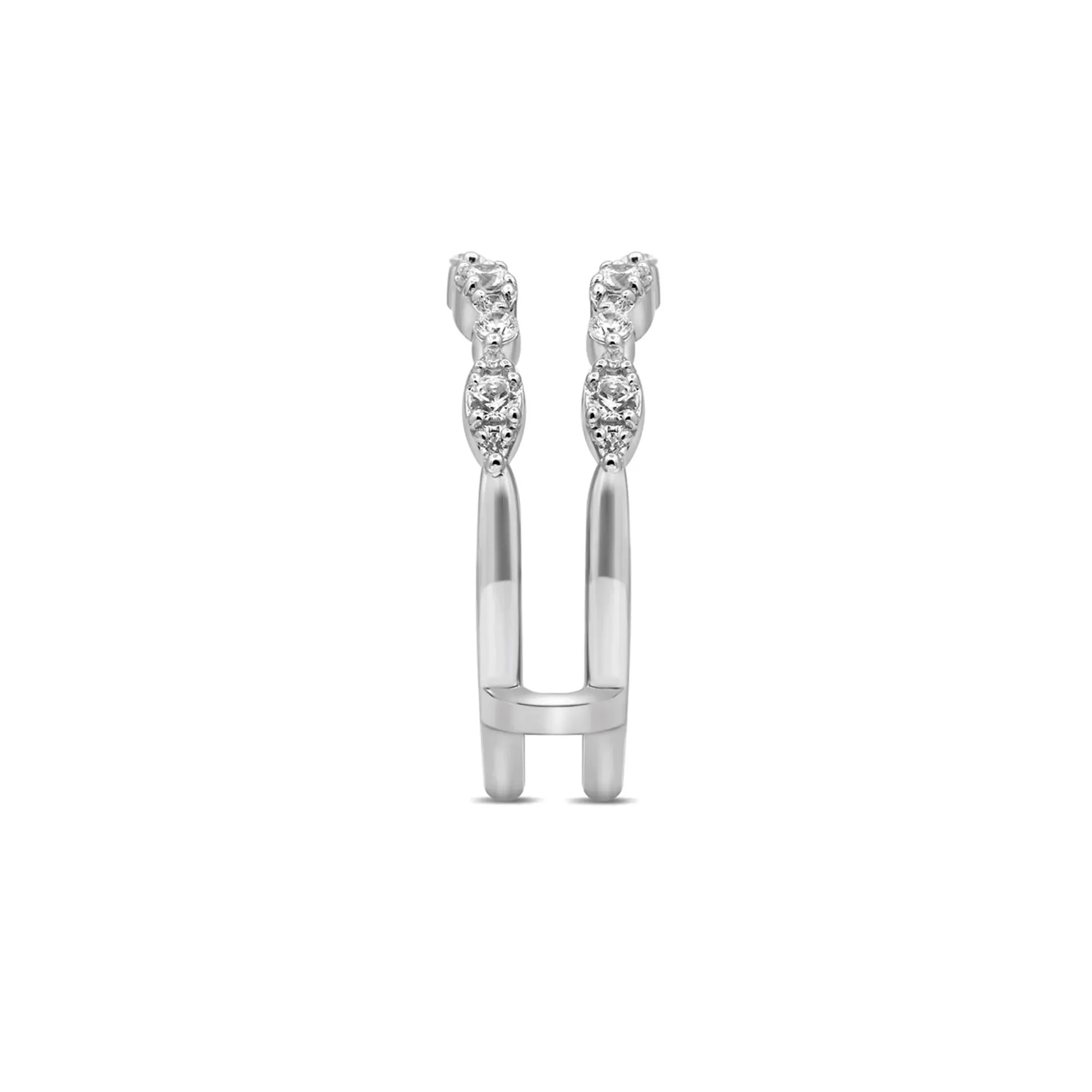 1/2 CT. Tw. Diamond Ring Enhancer with Marquise Clusters 14K White Gold Round Brilliant Cut Size 6.5 - Image 3