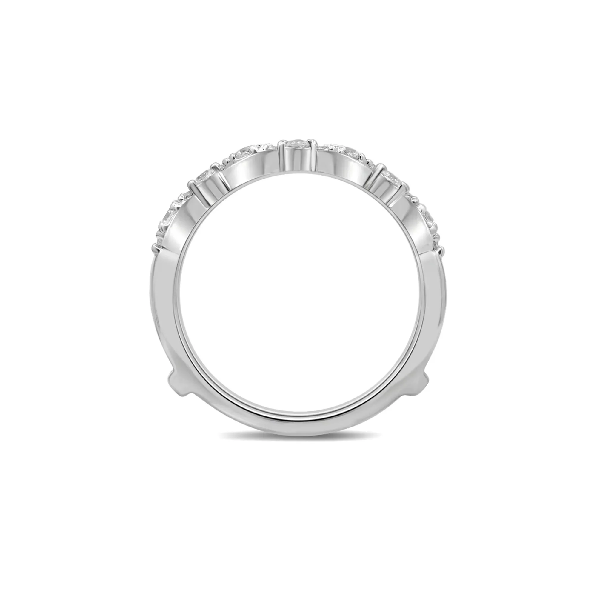 1/2 CT. Tw. Diamond Ring Enhancer with Marquise Clusters 14K White Gold Round Brilliant Cut Size 8 - Image 2