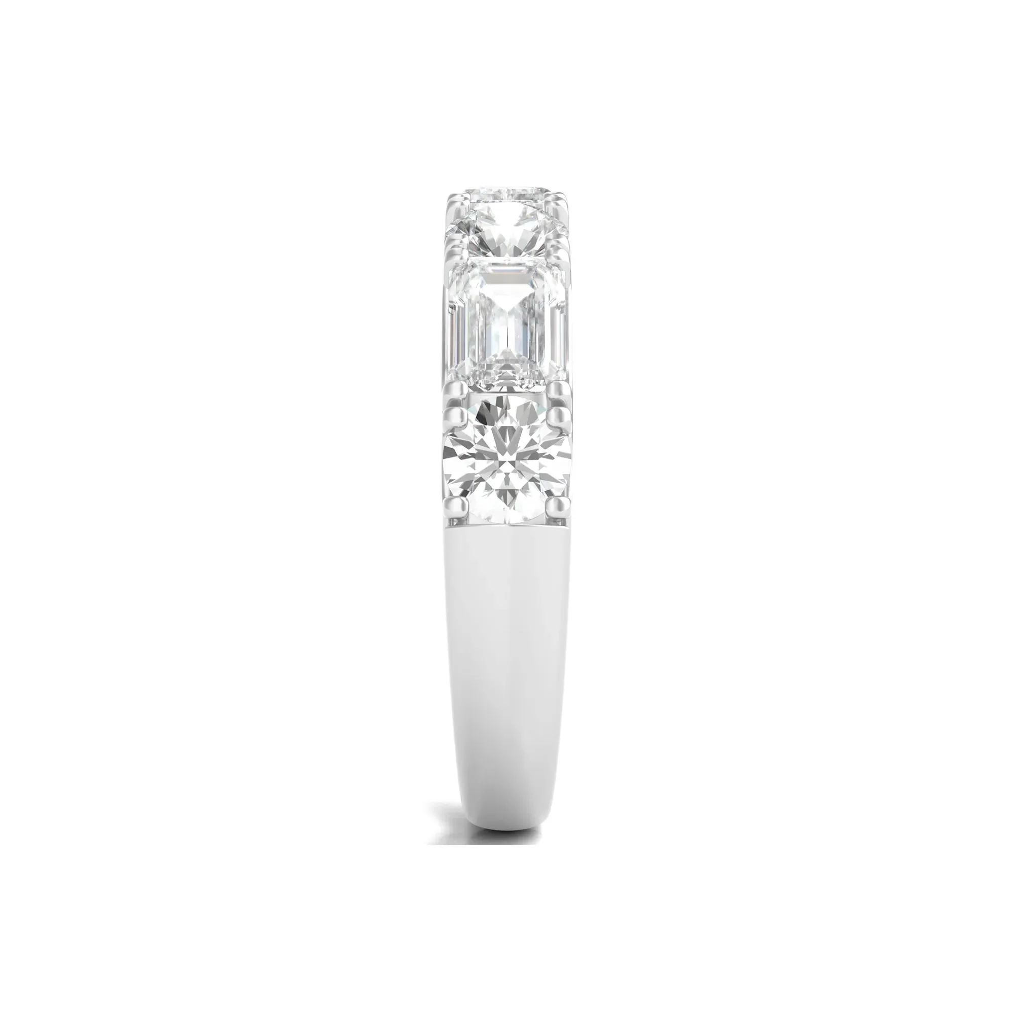 2 1/2 CT. Tw. Round & Emerald-Cut Lab Grown Diamond Band Ring 14K White Gold Round Brilliant Cut Size 5.5 - Image 3