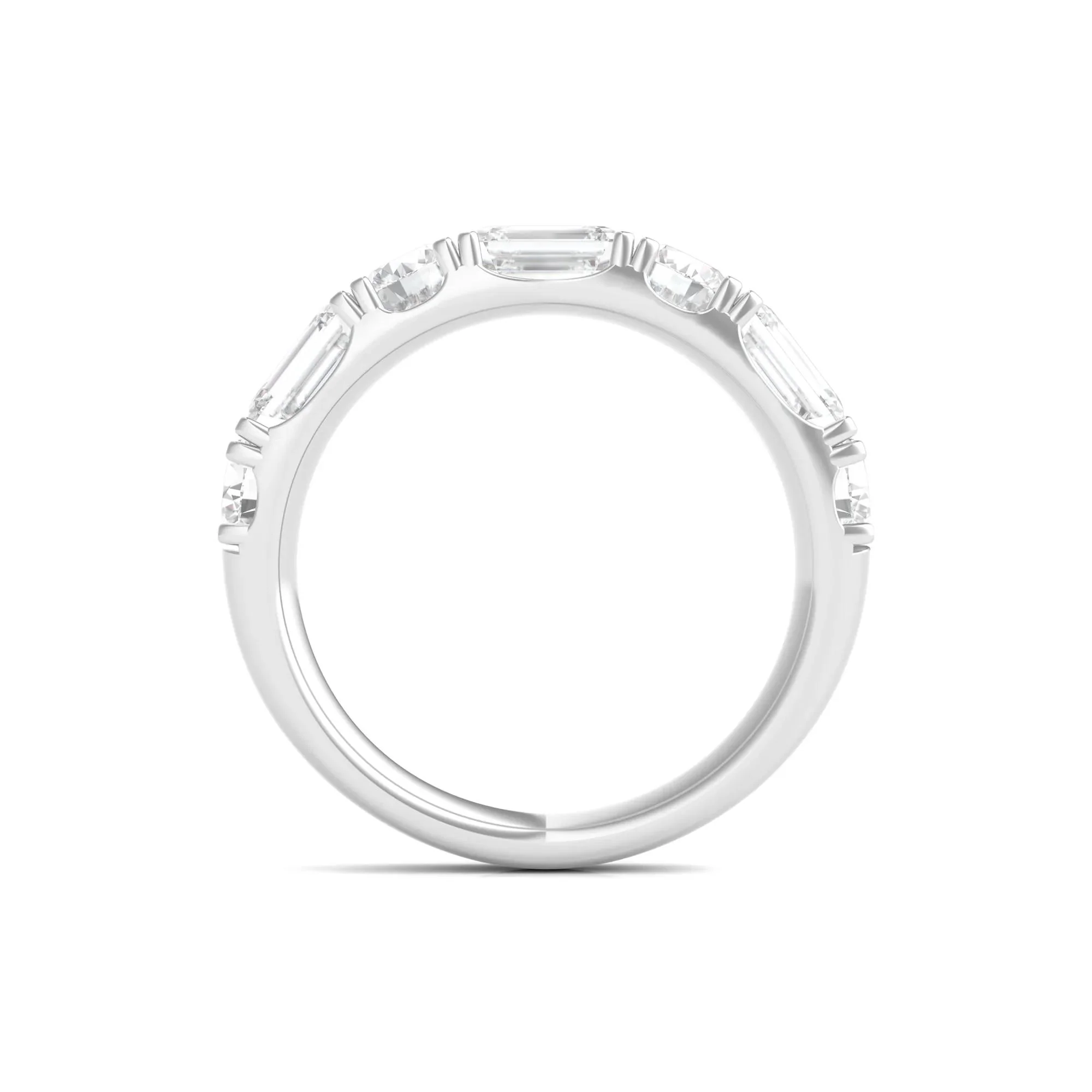 2 1/2 CT. Tw. Round & Emerald-Cut Lab Grown Diamond Band Ring 14K White Gold Round Brilliant Cut Size 8 - Image 2