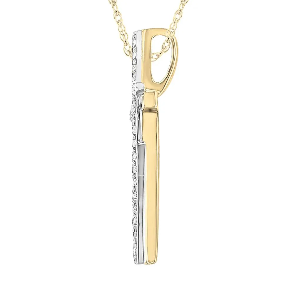 1/7 CT. Tw. Diamond Cross Pendant Necklace with Tilt 10K Yellow & White Gold Size 18" - Image 2