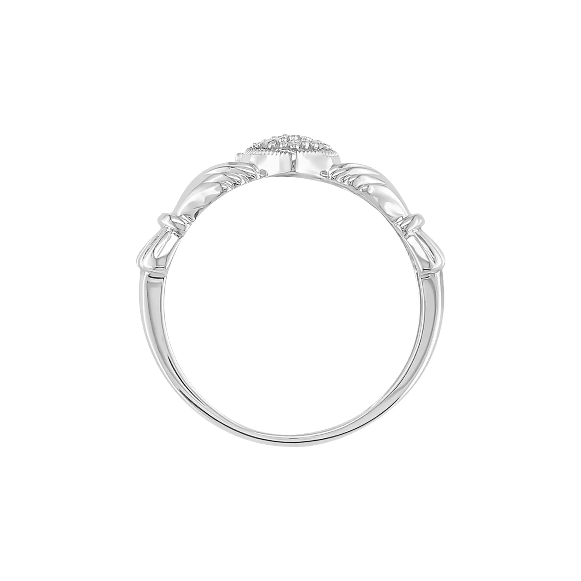 Irish Claddagh Ring with Diamond Accents 10K White Gold Size 5 - Image 2