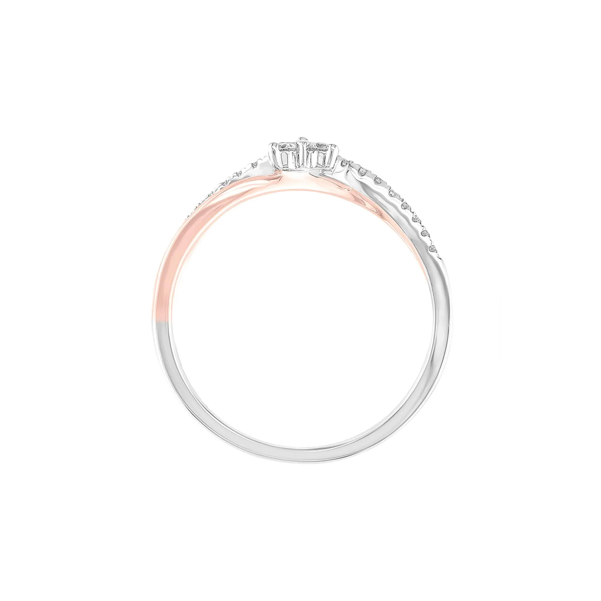 1/7 CT. Tw. Diamond Flower Promise Ring 10K White & Rose Gold Round Brilliant Cut Size 9 - Image 2