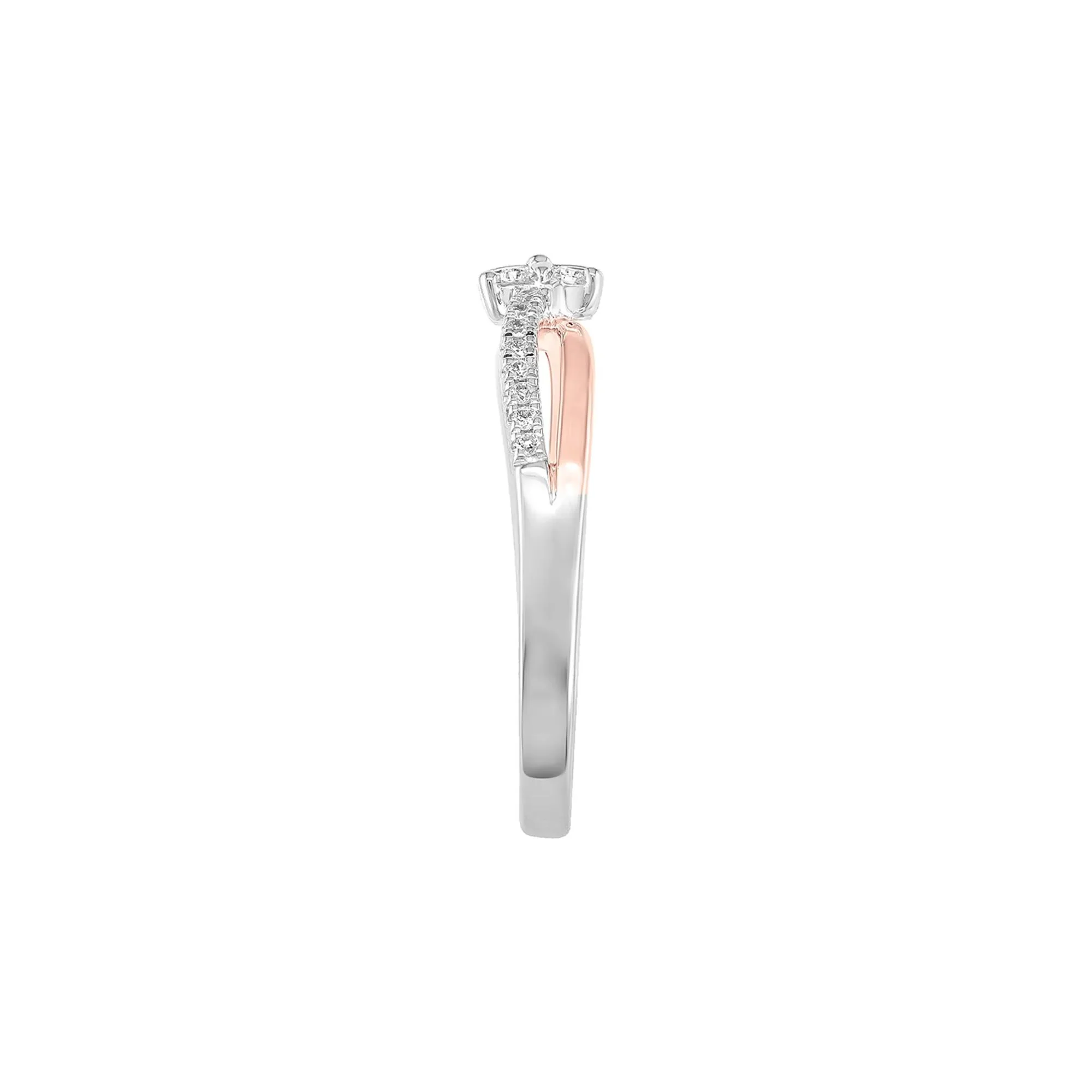 1/7 CT. Tw. Diamond Flower Promise Ring 10K White & Rose Gold Round Brilliant Cut Size 9 - Image 3