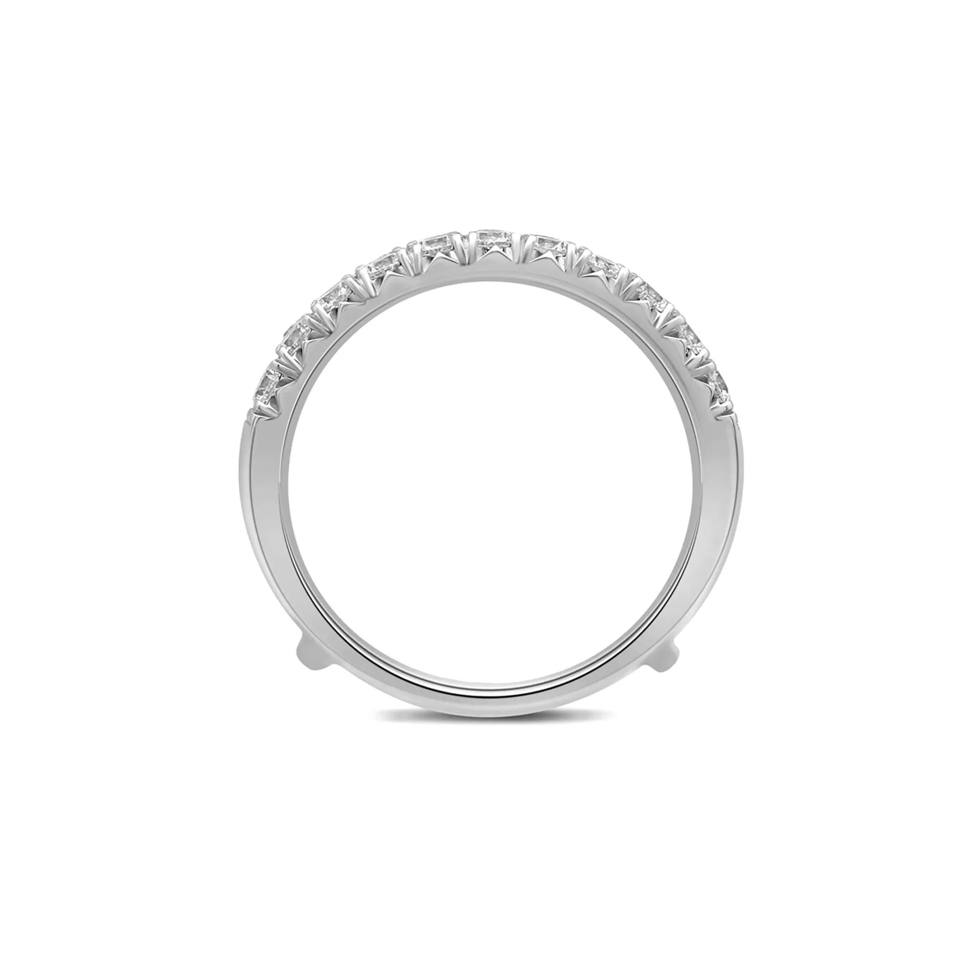 1 CT. Tw. Lab Grown Diamond French Pavé Ring Enhancer 14K White Gold Size 9 7.5mm - Image 2