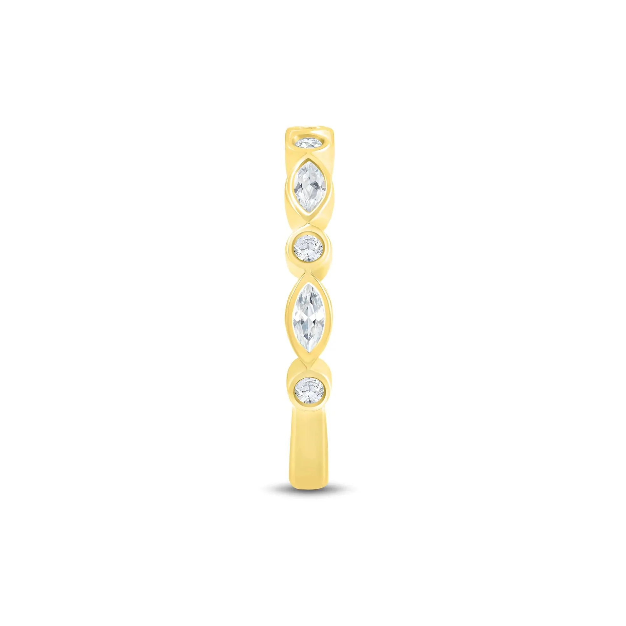 1/2 CT. Tw. Lab Grown Diamond Bezel-Set Anniversary Band Ring 10K Yellow Gold Round Brilliant Cut Size 6 1mm - Image 3