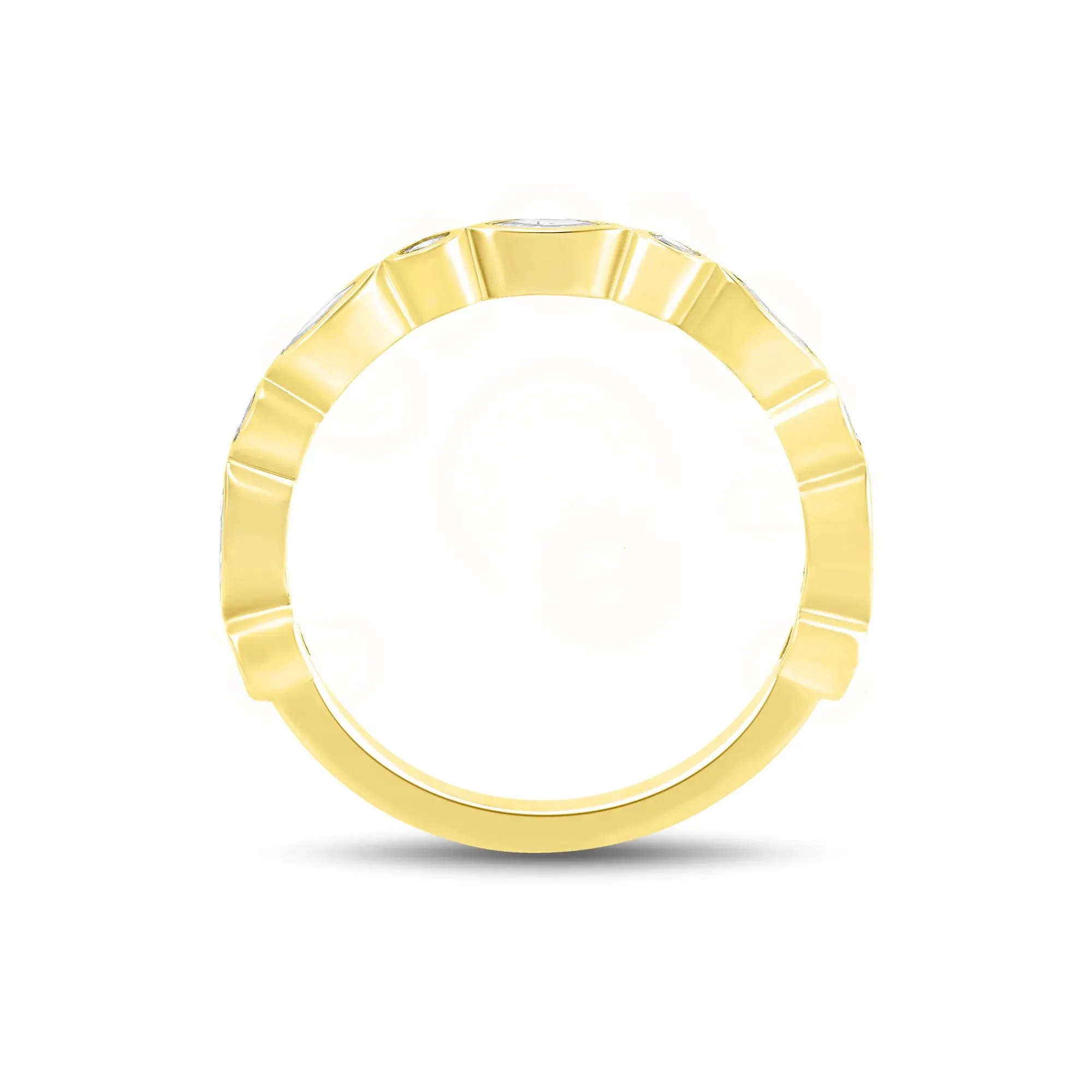 1/2 CT. Tw. Lab Grown Diamond Bezel-Set Anniversary Band Ring 10K Yellow Gold Round Brilliant Cut Size 8.5 1mm - Image 2