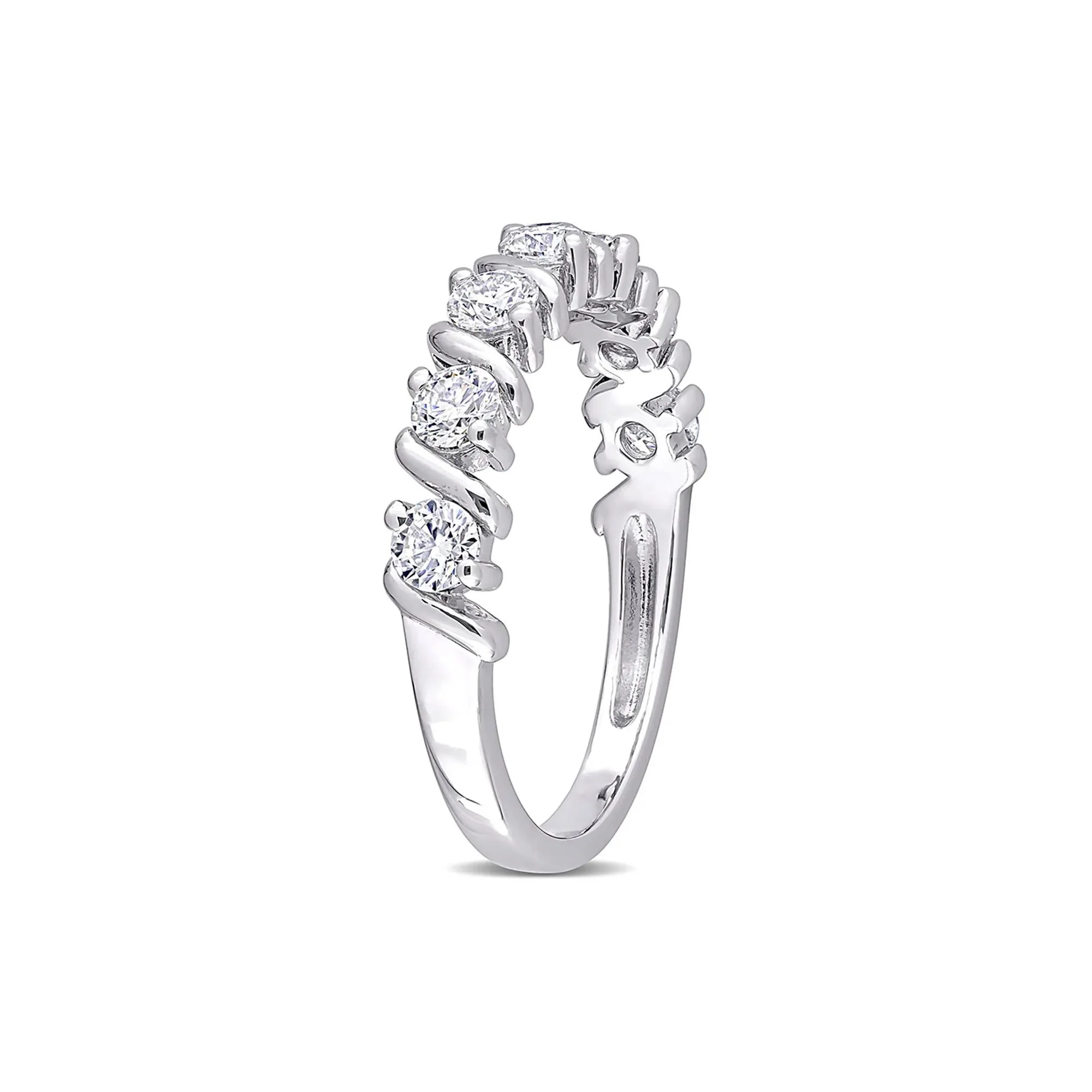 Moissanite Ring with S-Style Setting .925 Sterling Silver White Size 7 - Image 3