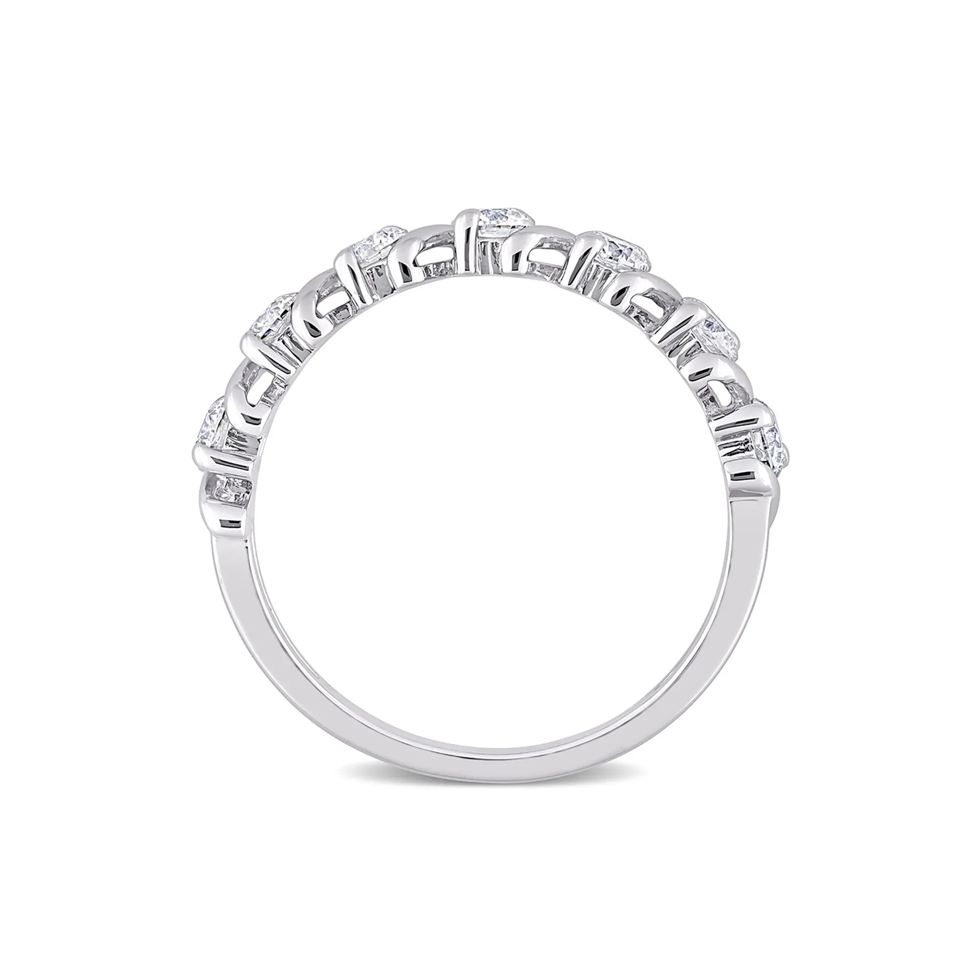 Moissanite Ring with S-Style Setting .925 Sterling Silver White Size 7.5 - Image 2