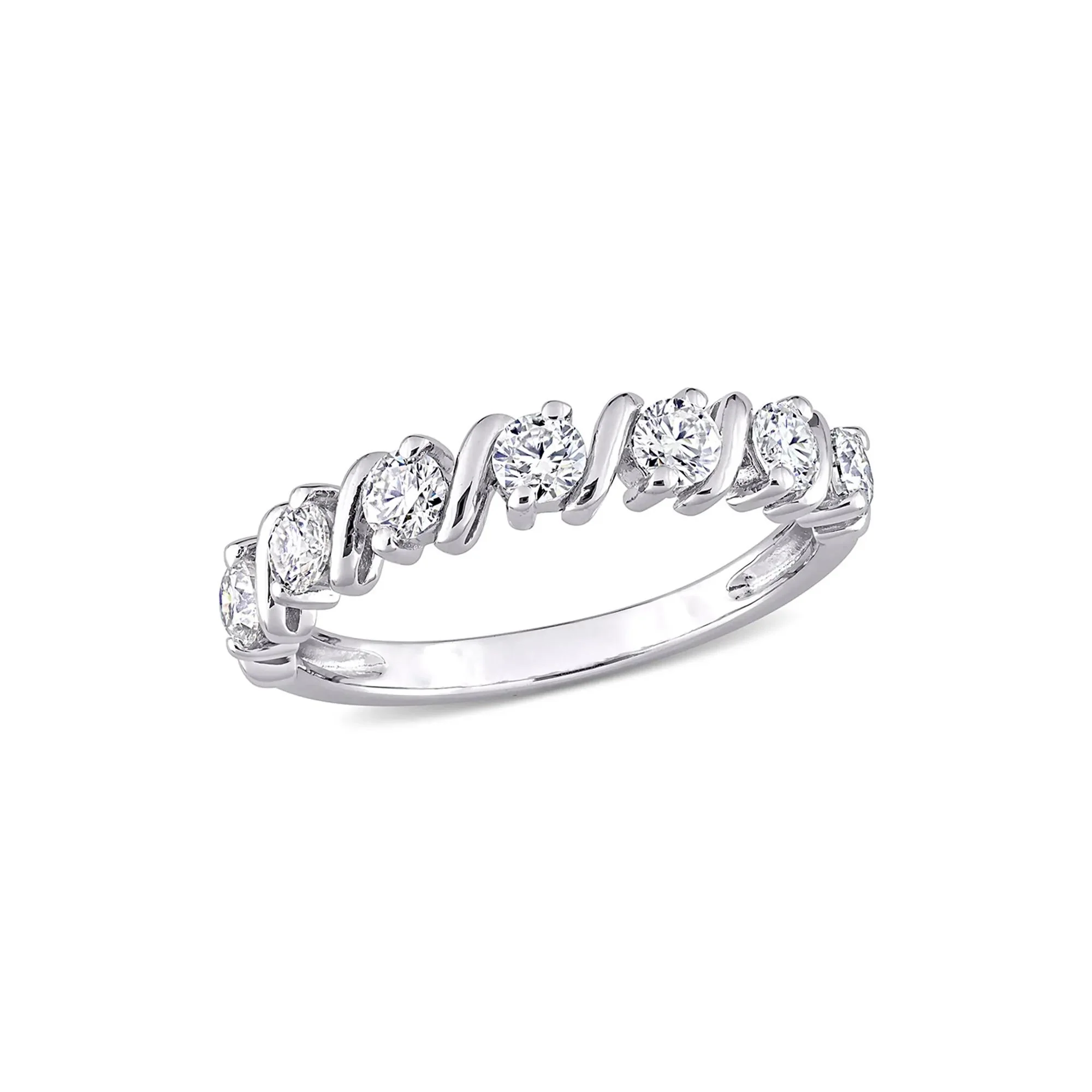 Moissanite Ring with S-Style Setting .925 Sterling Silver White Size 8.5 - Image 4