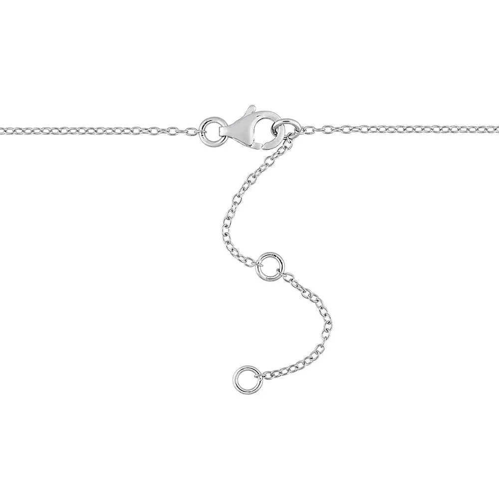 Moissanite Station Necklace .925 Sterling Silver (2 1/4 CT. Dew) White Size 16" - Image 3