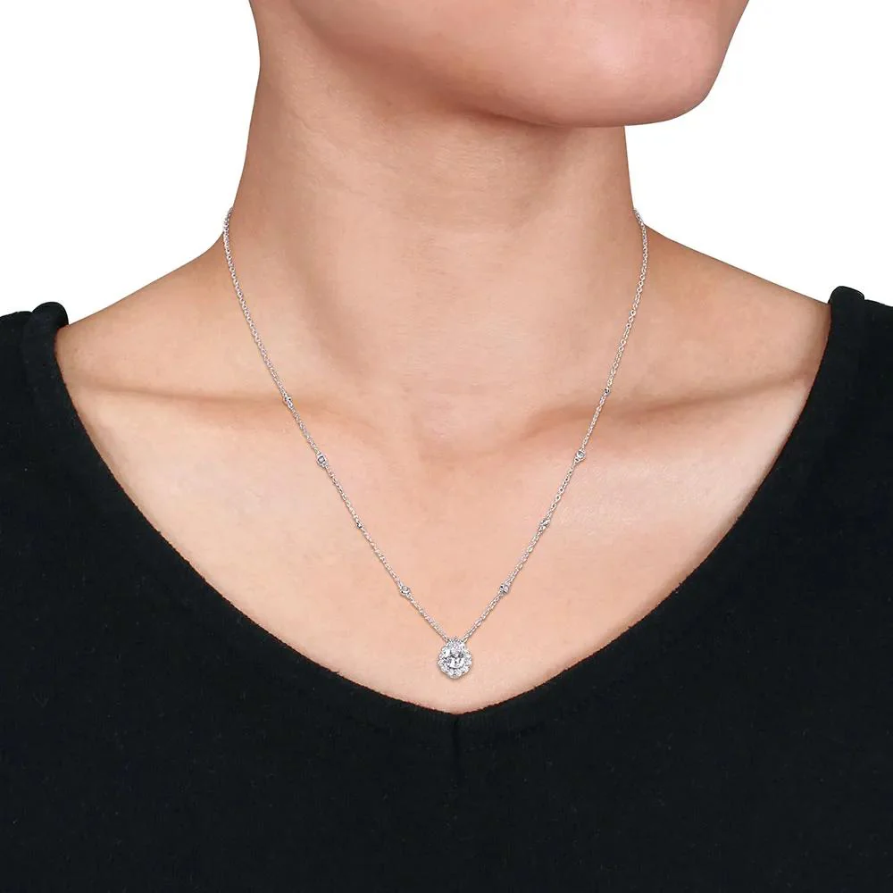 Pear-Shaped Moissanite Pendant Necklace with Bezel-Set Diamonds .925 Sterling Silver (1/2 CT. Dew) White Size 18" - Image 4