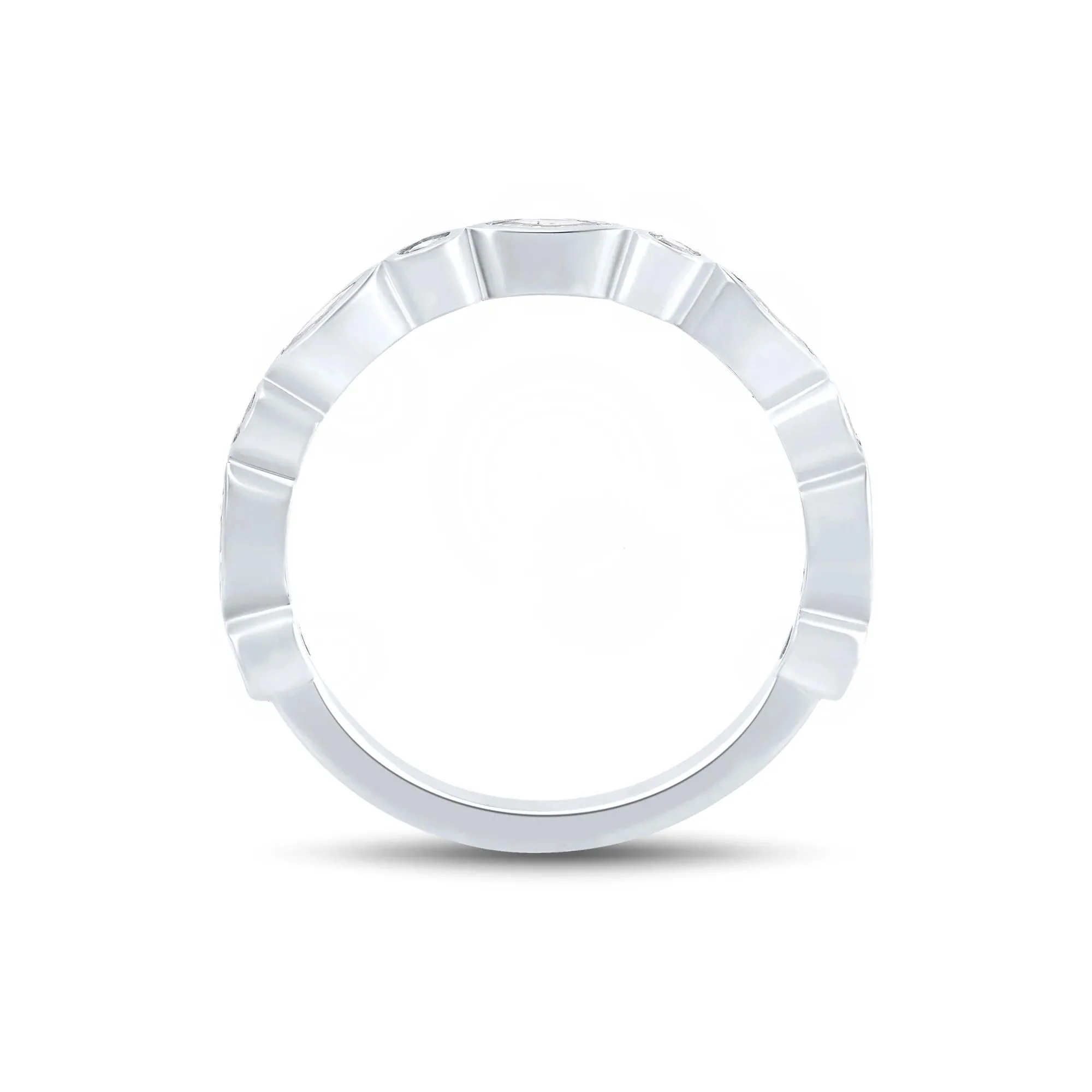 1/2 CT. Tw. Lab Grown Diamond Bezel-Set Anniversary Band Ring 10K White Gold Round Brilliant Cut Size 6.5 1mm - Image 2