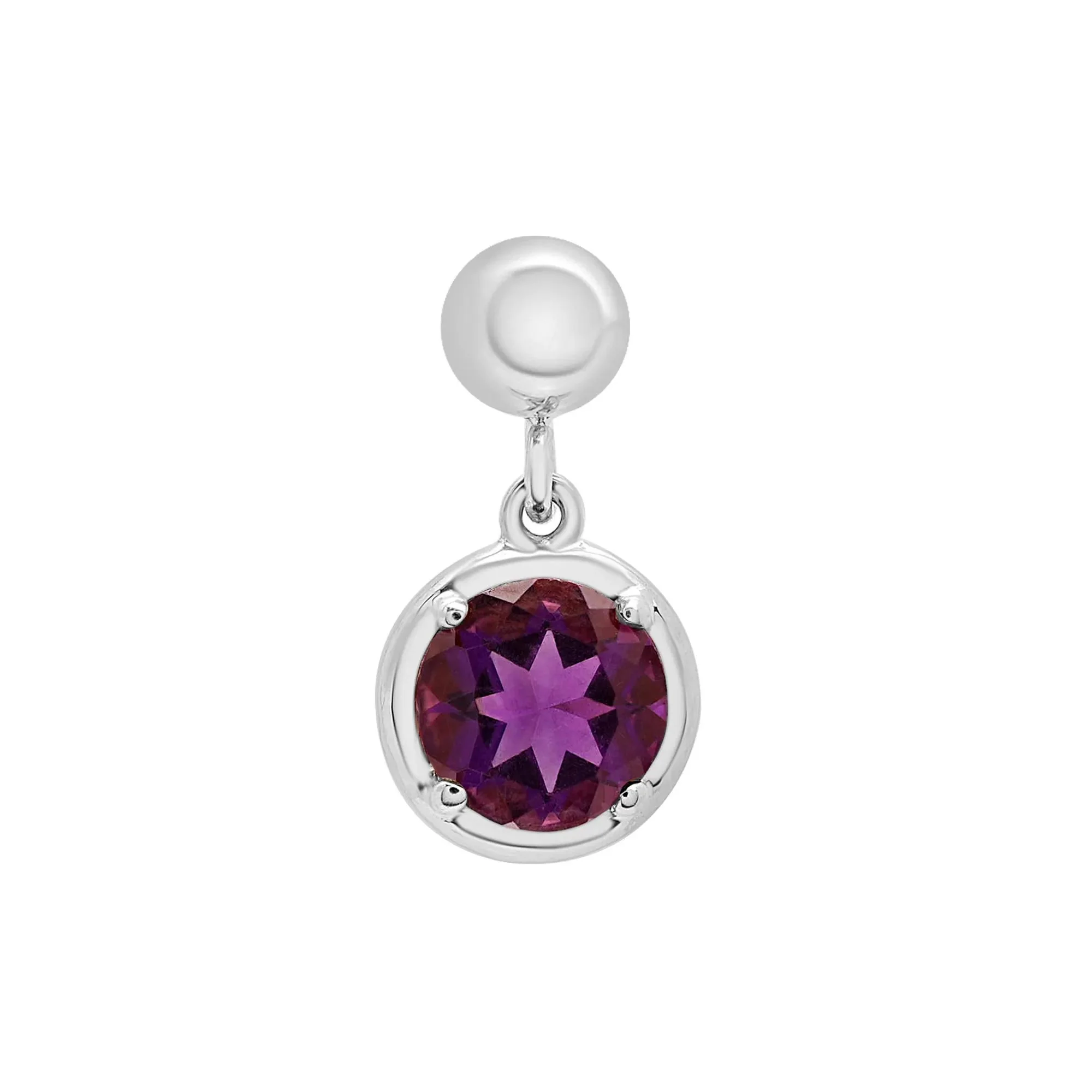 Amethyst Birthstone Bead Charm .925 Sterling Silver White Size 12.00mm - Image 5