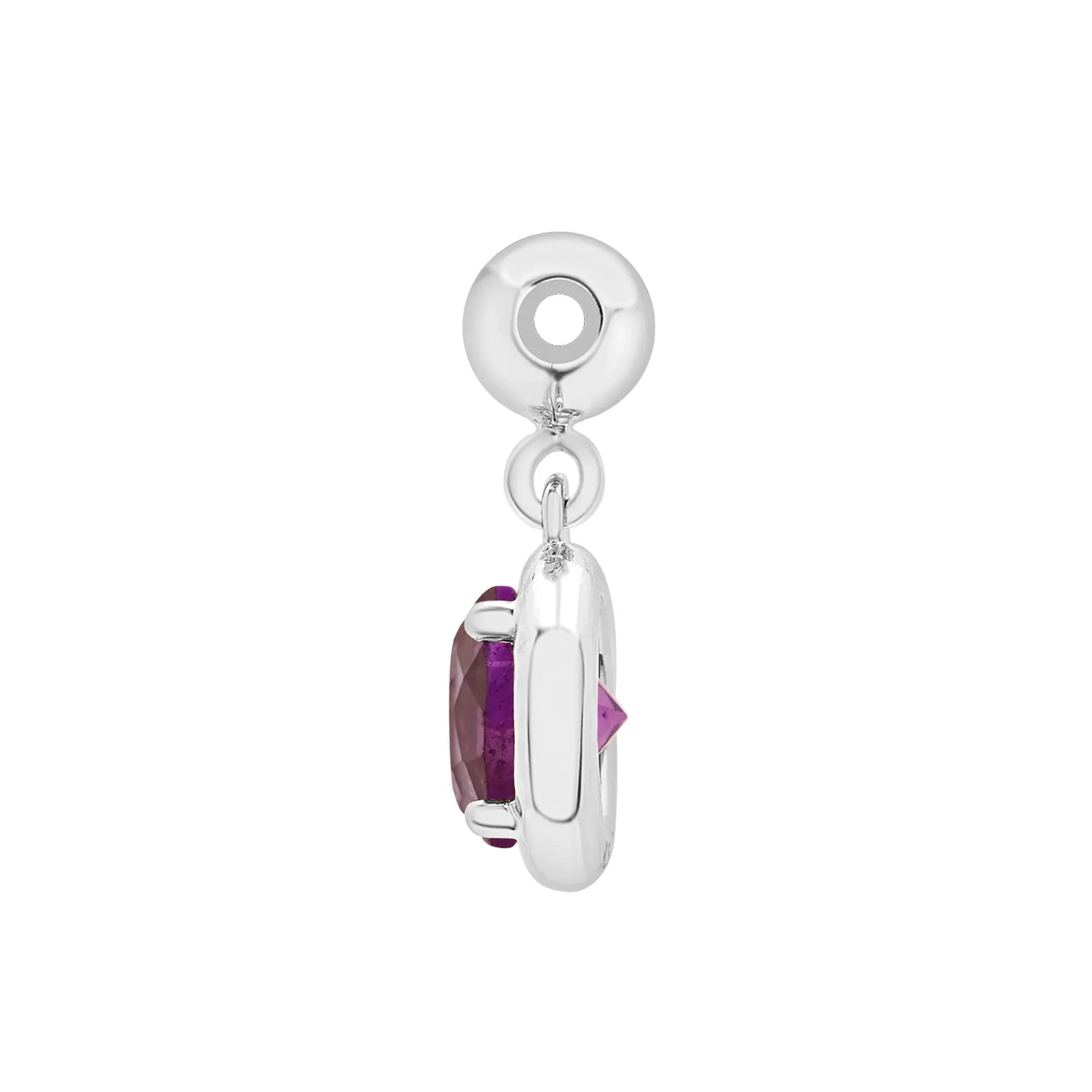 Amethyst Birthstone Bead Charm .925 Sterling Silver White Size 12.00mm - Image 6