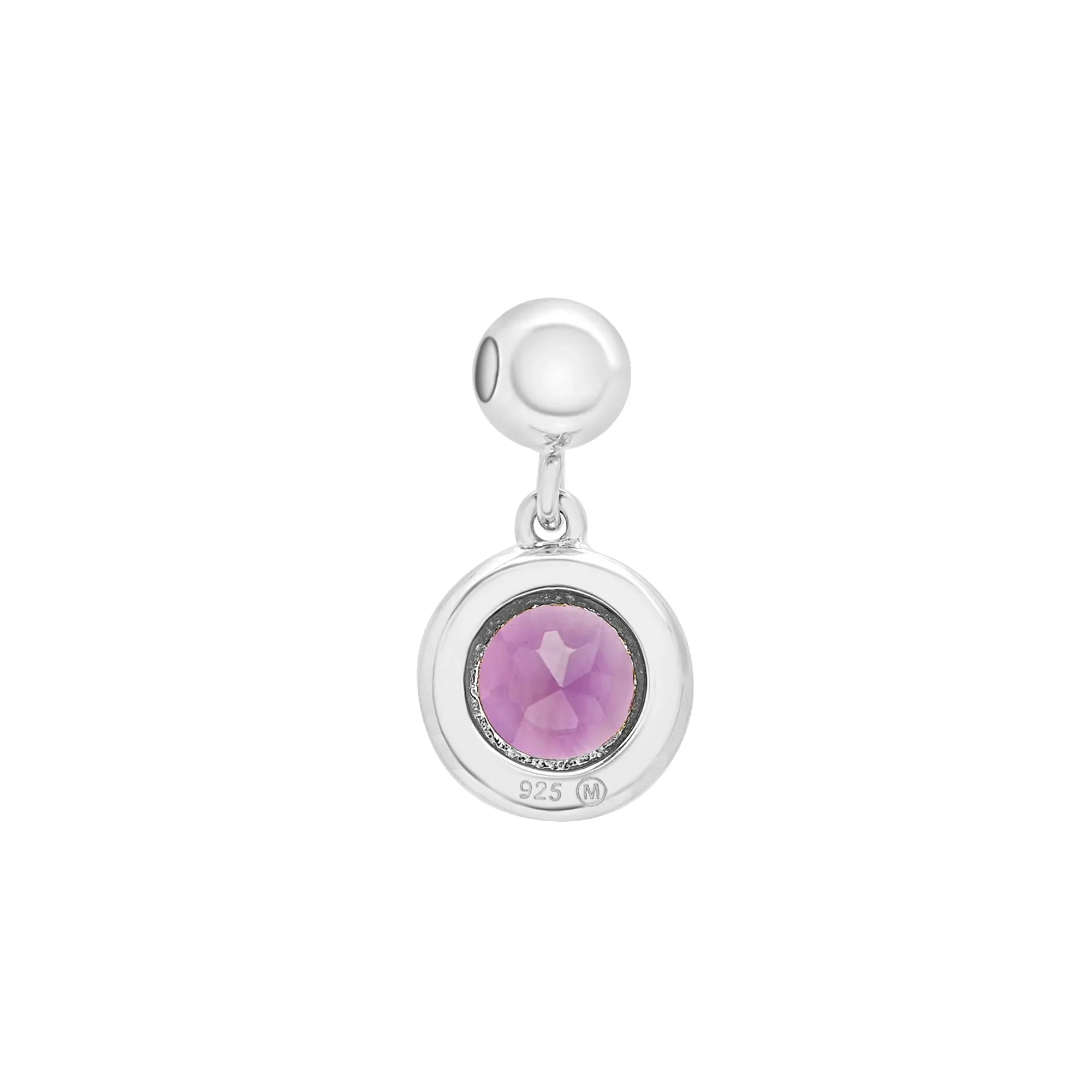 Amethyst Birthstone Bead Charm .925 Sterling Silver White Size 12.00mm - Image 7