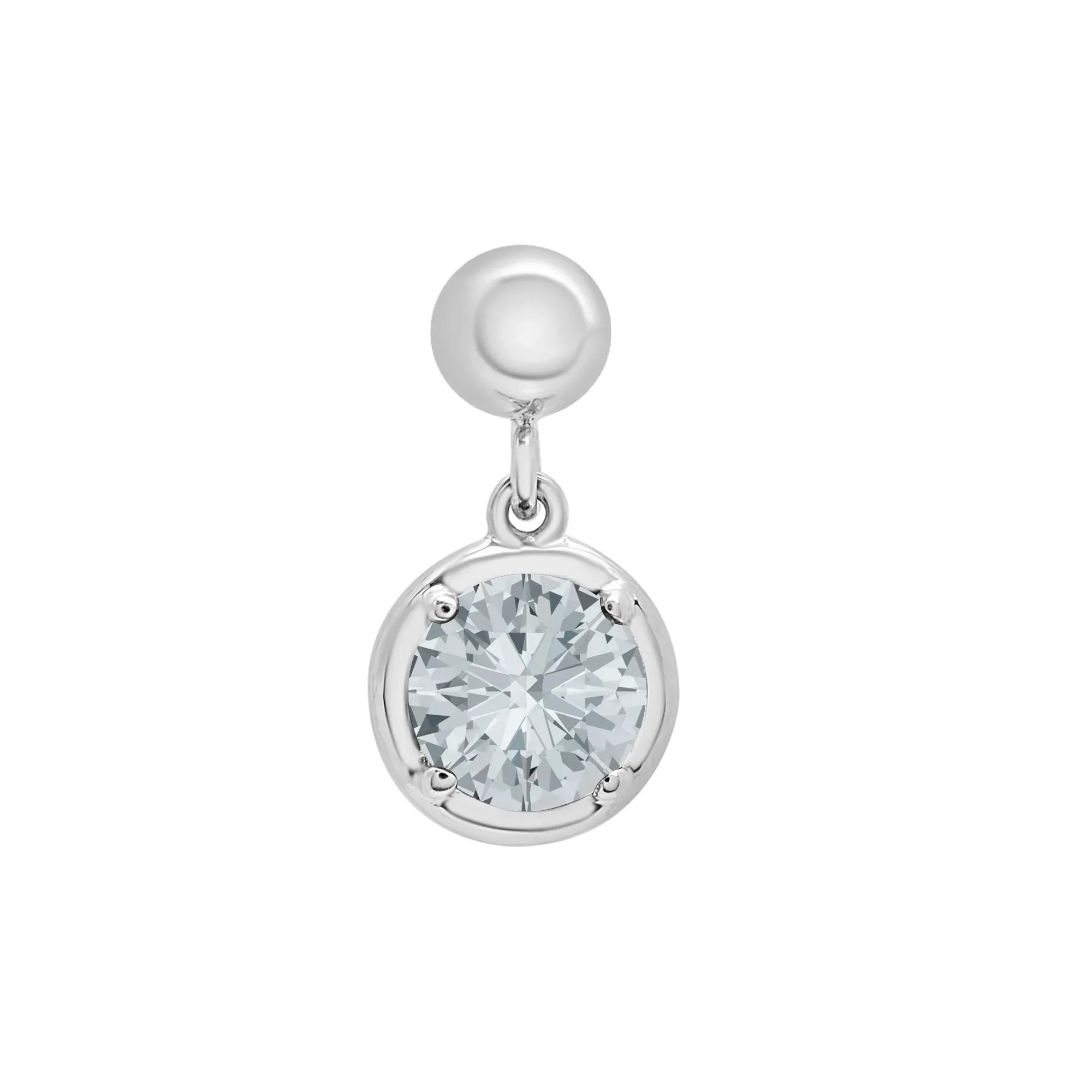 Lab-Created Aquamarine Birthstone Bead Charm .925 Sterling Silver White Size 12.00mm - Image 5