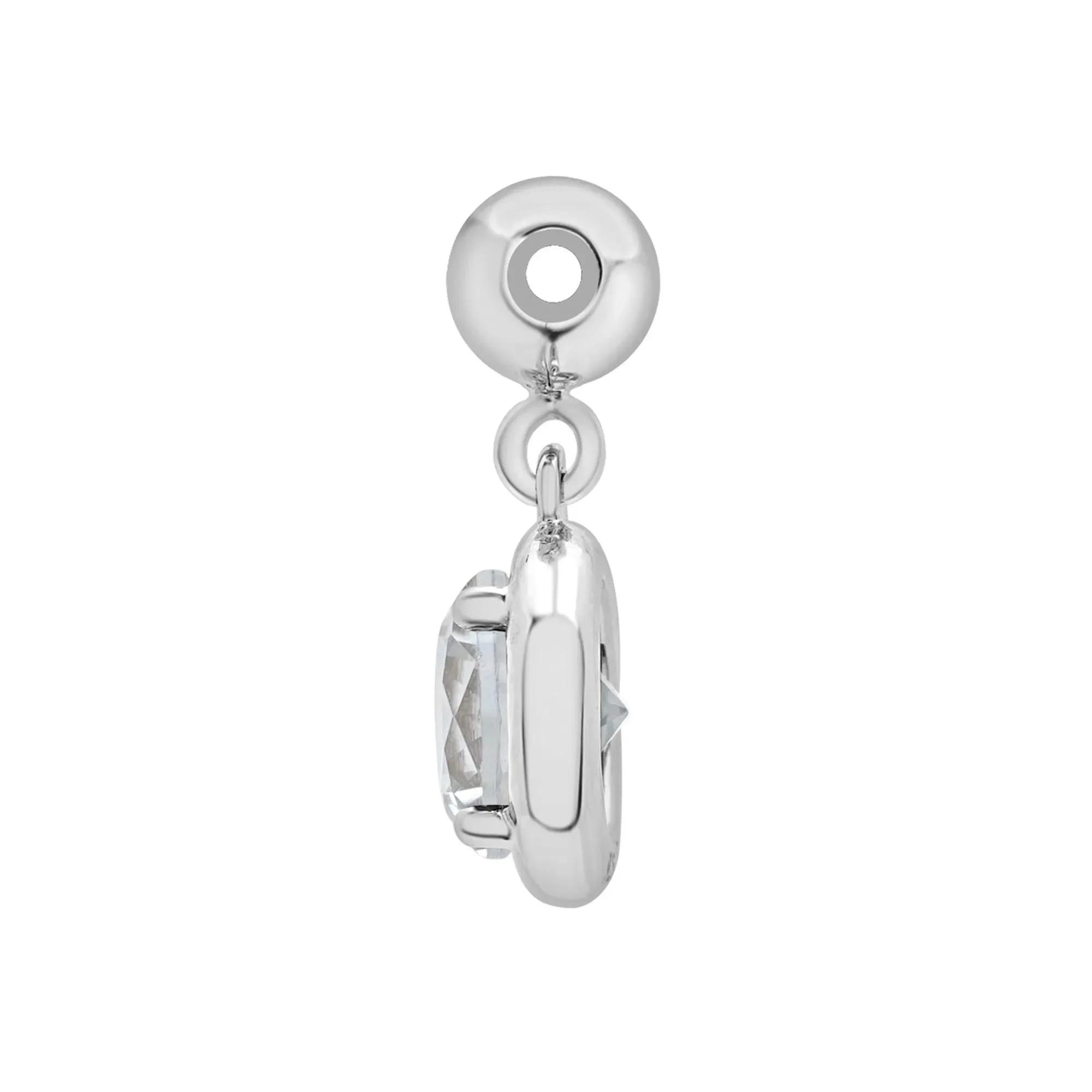 Lab-Created Aquamarine Birthstone Bead Charm .925 Sterling Silver White Size 12.00mm - Image 6