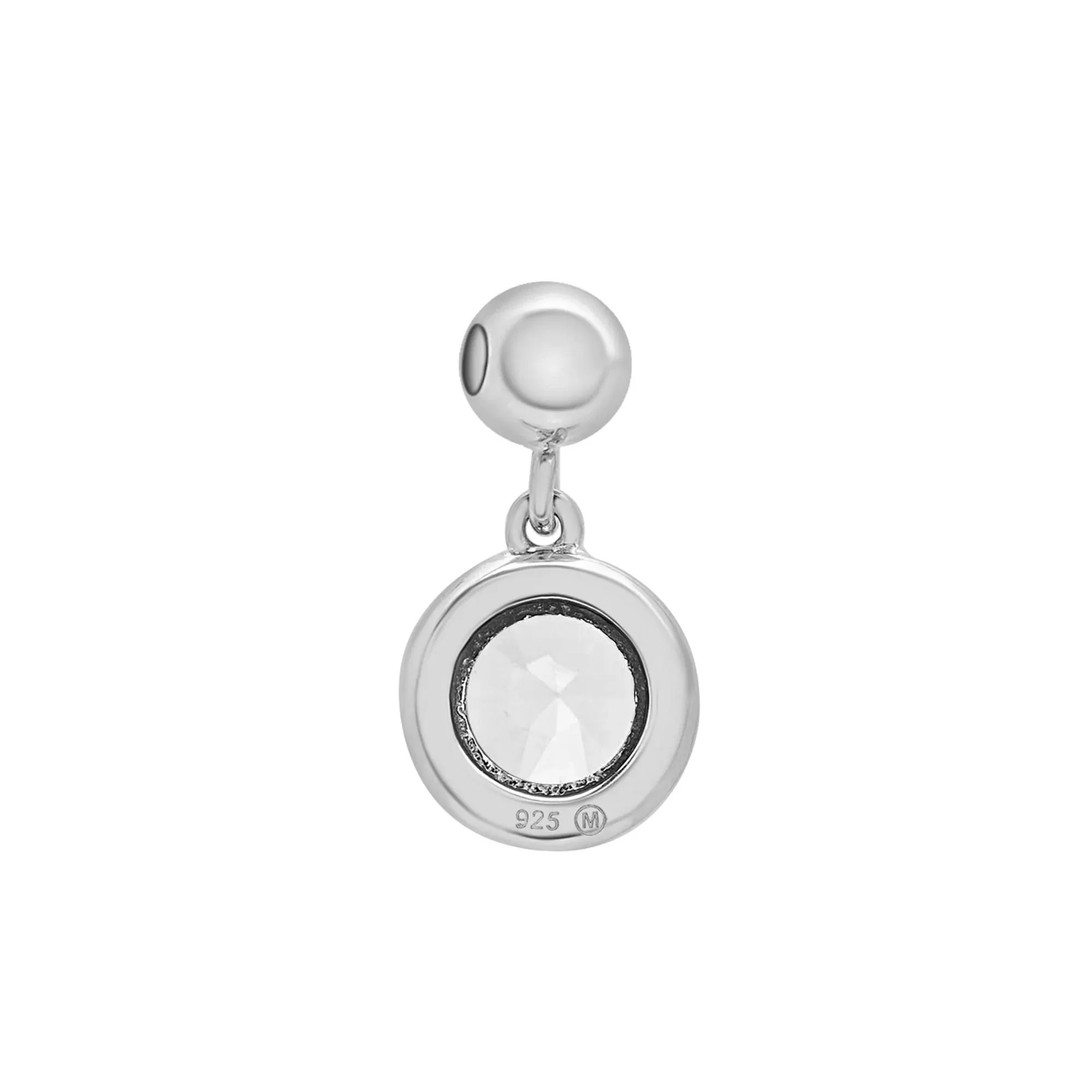 Lab-Created Aquamarine Birthstone Bead Charm .925 Sterling Silver White Size 12.00mm - Image 7