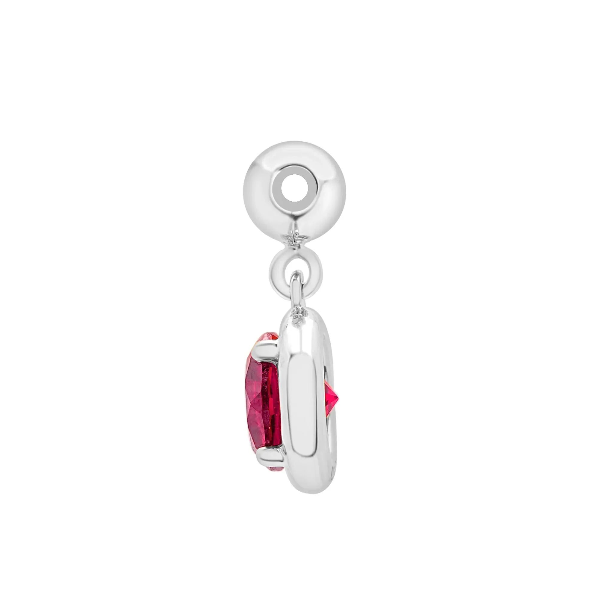 Lab-Created Ruby Birthstone Bead Charm .925 Sterling Silver White Size 12.00mm - Image 6