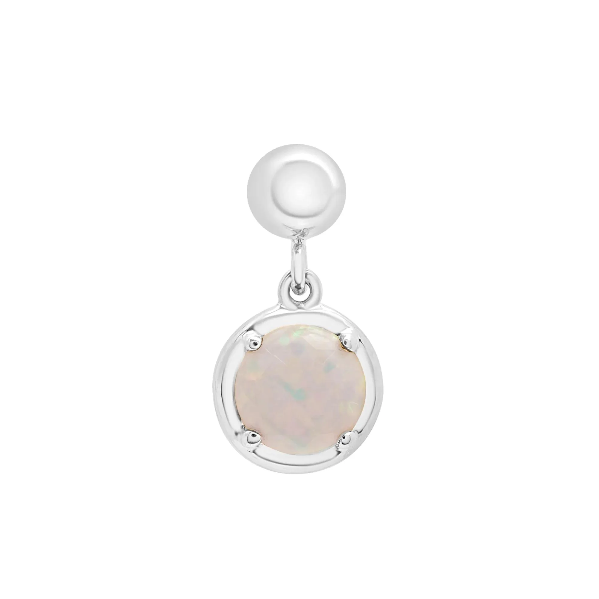 Lab-Created Opal Birthstone Bead Charm .925 Sterling Silver White Size 12.00mm - Image 5