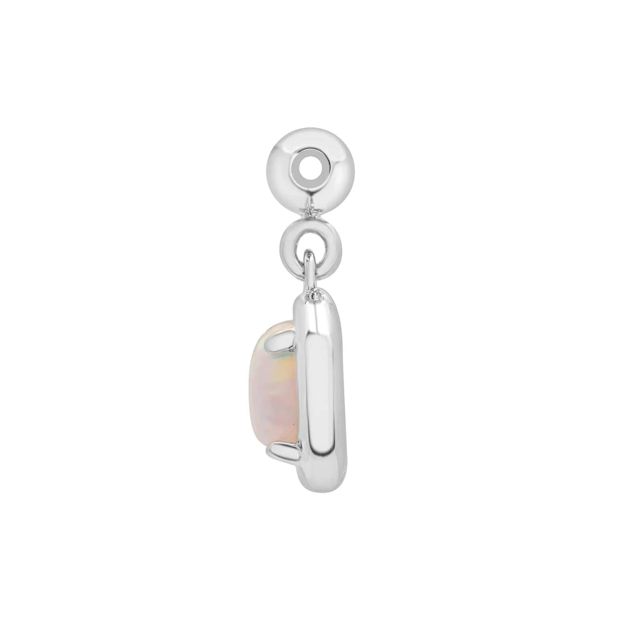 Lab-Created Opal Birthstone Bead Charm .925 Sterling Silver White Size 12.00mm - Image 6