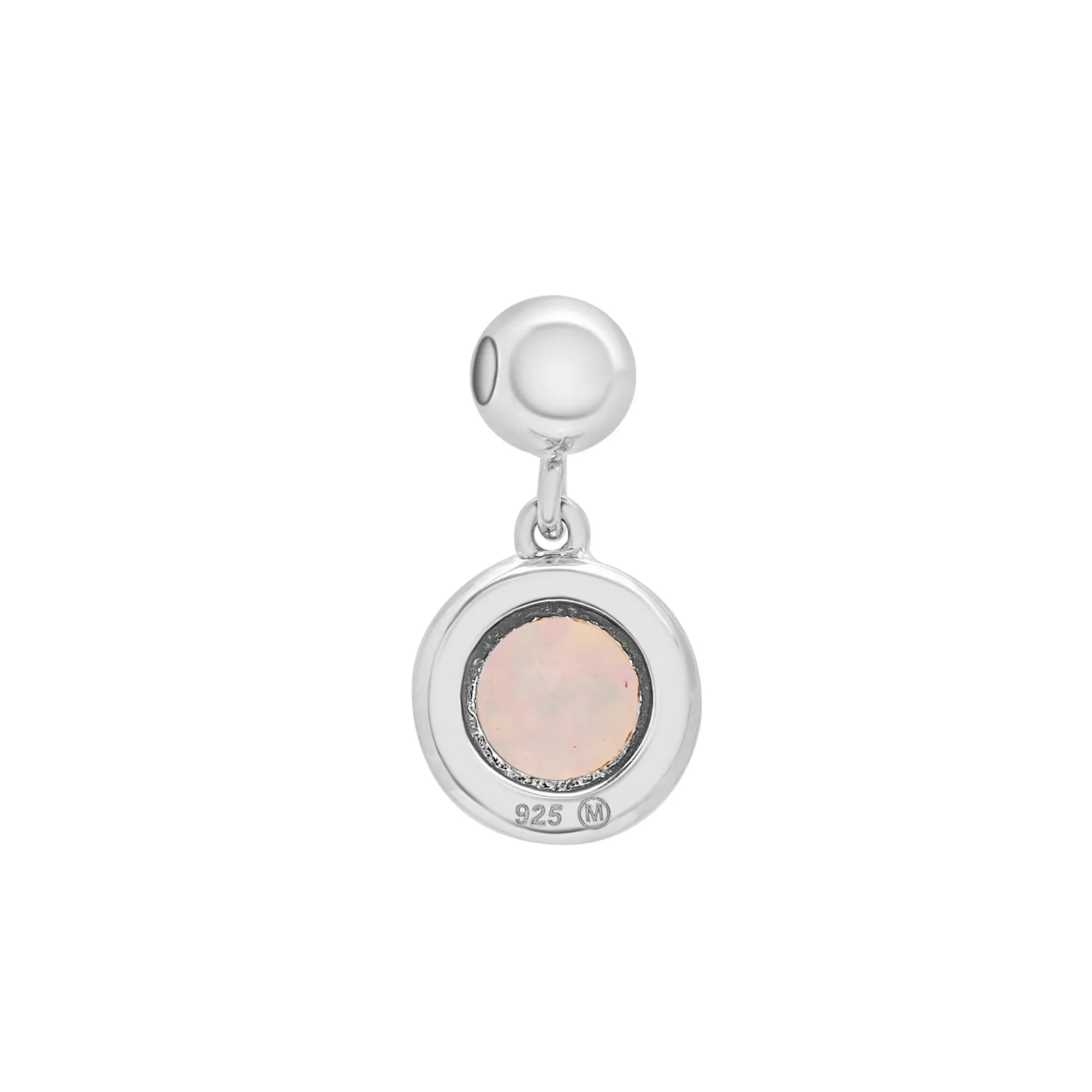 Lab-Created Opal Birthstone Bead Charm .925 Sterling Silver White Size 12.00mm - Image 7