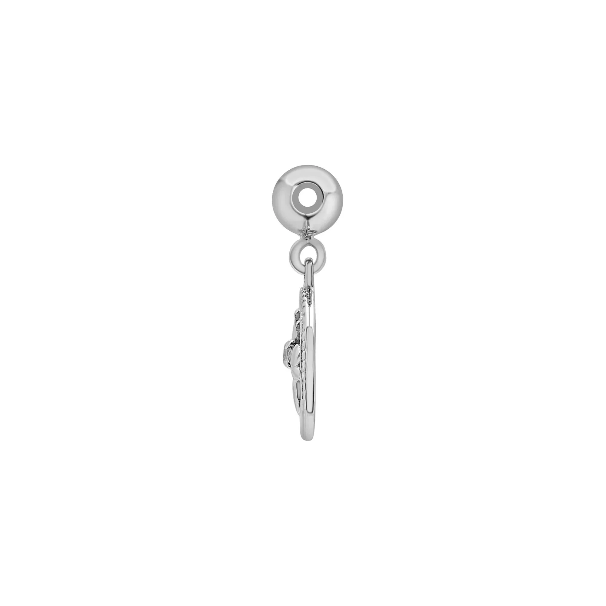 Diamond Accent Bee Disc Bead Charm .925 Sterling Silver White Size 11.50mm - Image 6