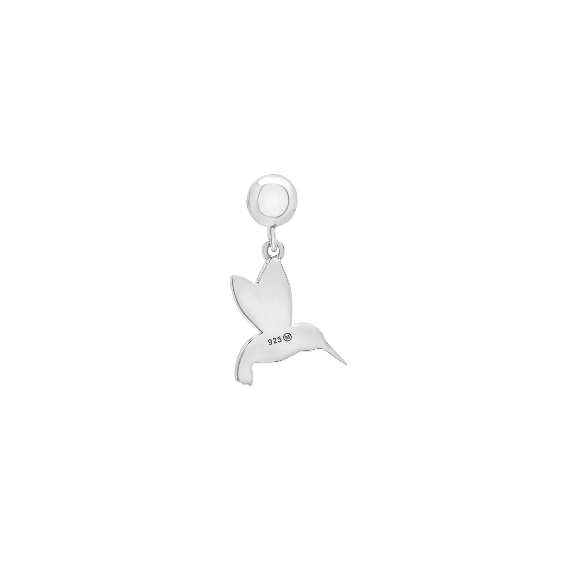 Hummingbird Bead Charm .925 Sterling Silver White Size 15.00mm - Image 7