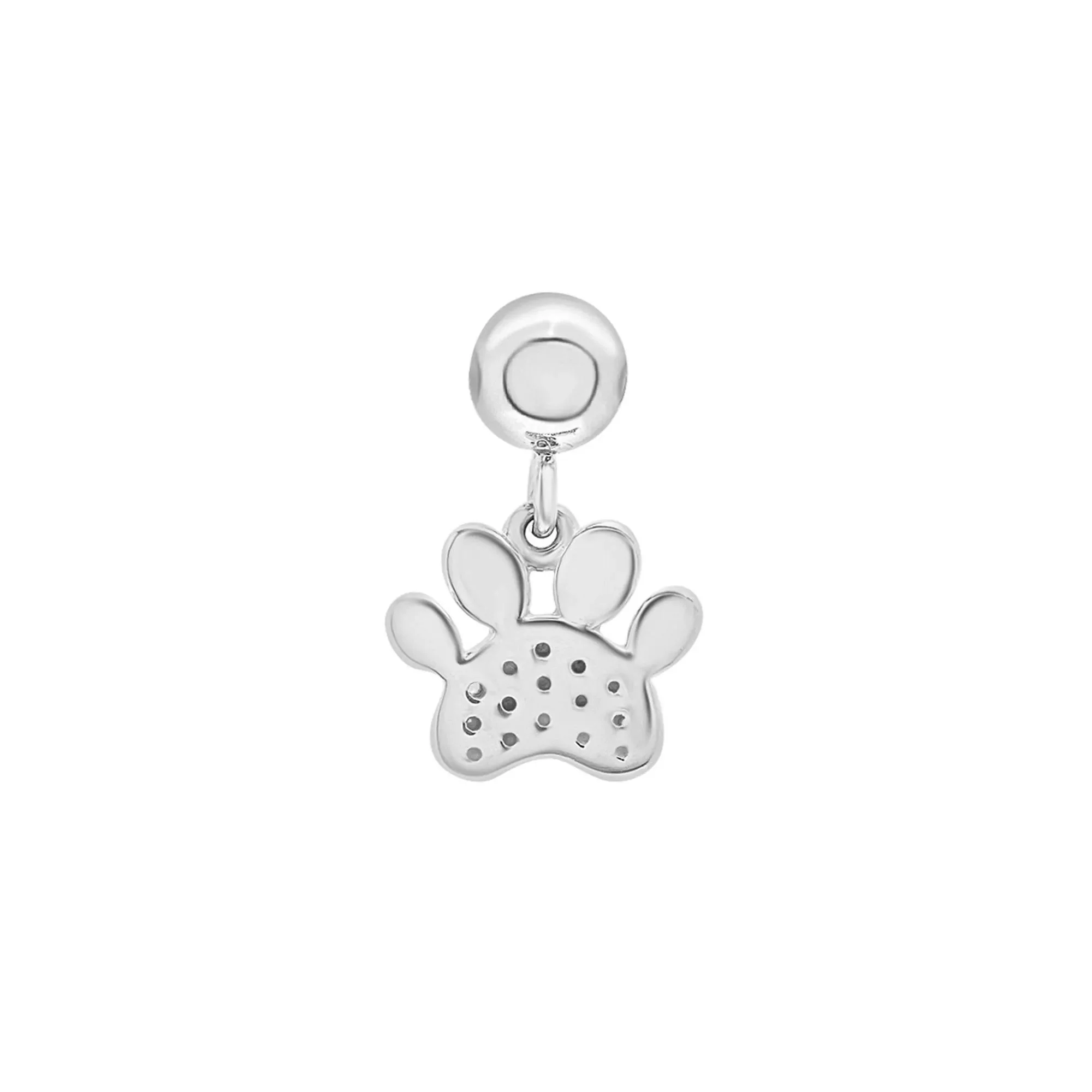 Diamond Accent Paw Bead Charm .925 Sterling Silver White Size 12.00mm - Image 7