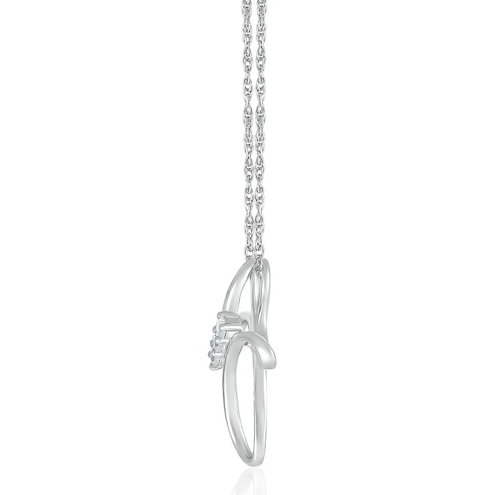 1/8 CT. Tw. Diamond Cross Pendant Necklace with Three-Stone Design 10K White Gold Size 18" - Image 2
