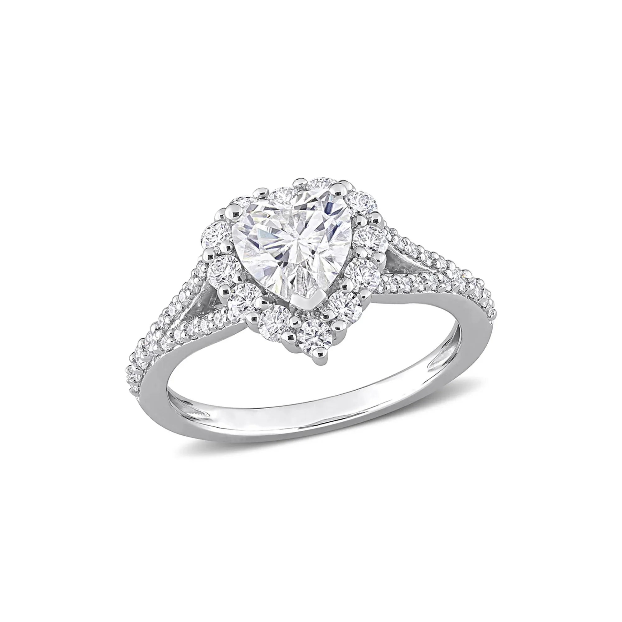 Moissanite Heart Ring .925 Sterling Silver (1 3/5 CT. Dew) White Size 5 2mm