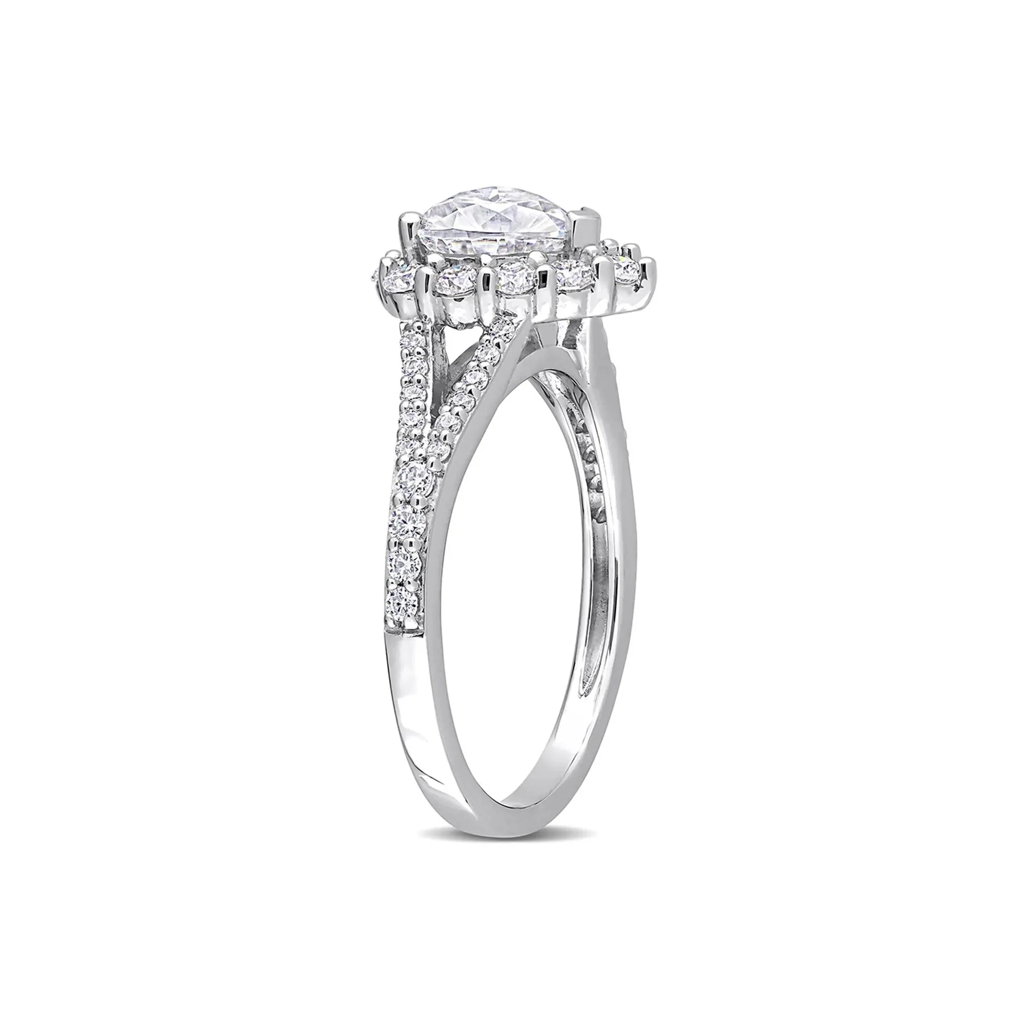 Moissanite Heart Ring .925 Sterling Silver (1 3/5 CT. Dew) White Size 5 2mm - Image 3