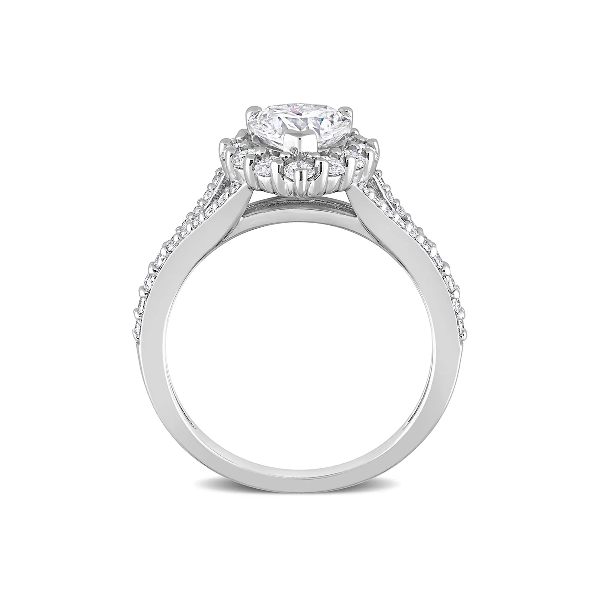 Moissanite Heart Ring .925 Sterling Silver (1 3/5 CT. Dew) White Size 7 2mm - Image 2