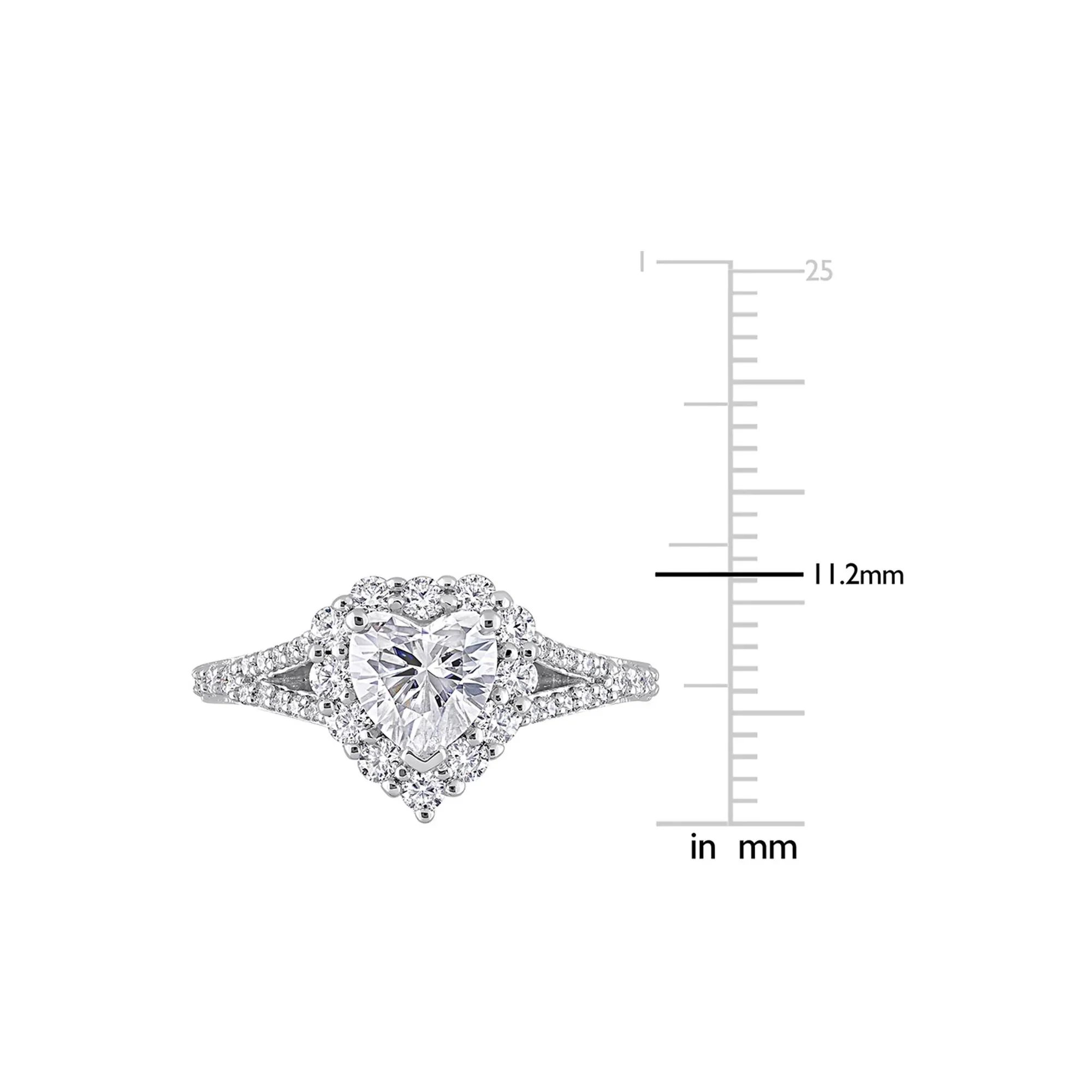 Moissanite Heart Ring .925 Sterling Silver (1 3/5 CT. Dew) White Size 7 2mm - Image 4