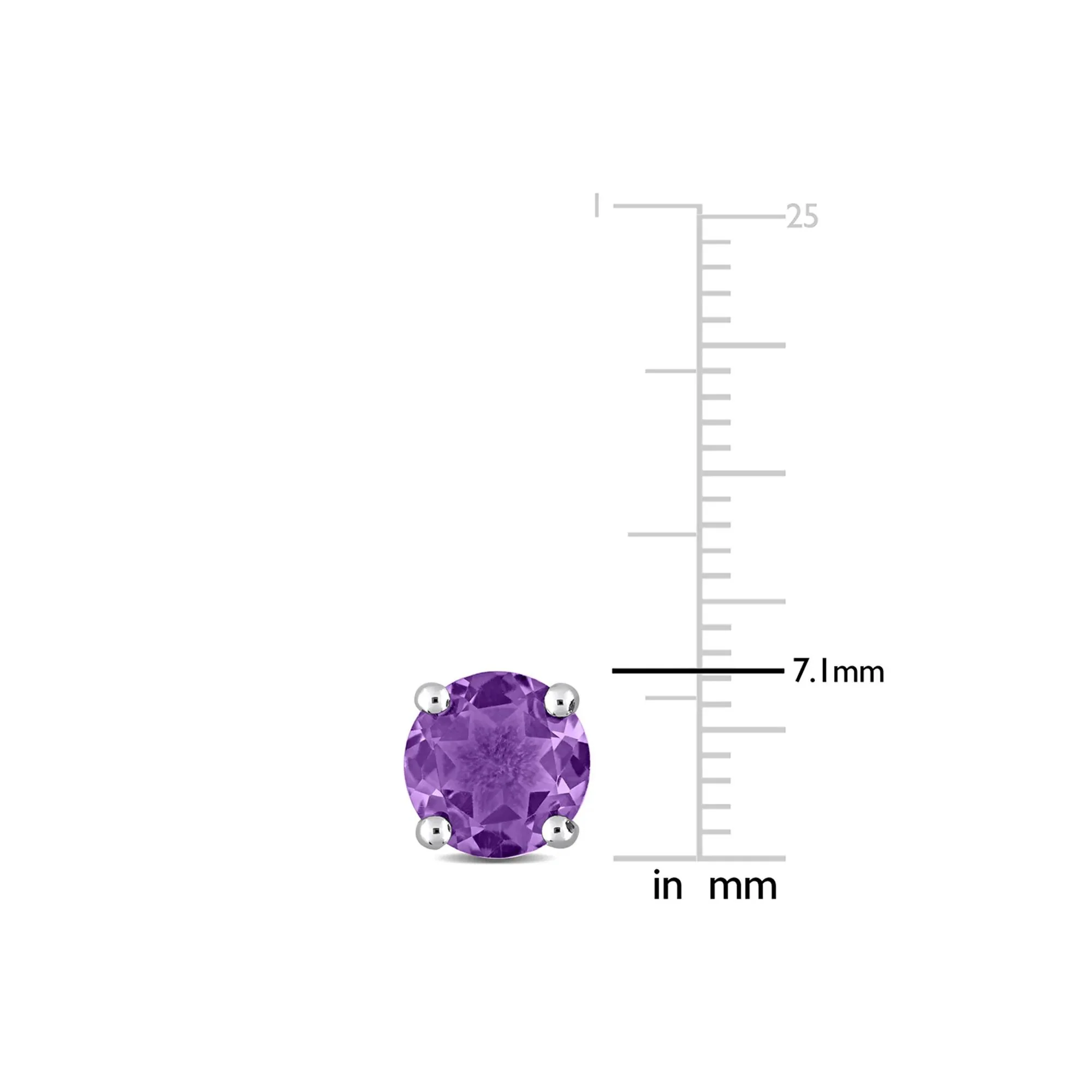 Amethyst Stud Earrings with Heart Baskets .925 Sterling Silver White Size 7.00mm - Image 2